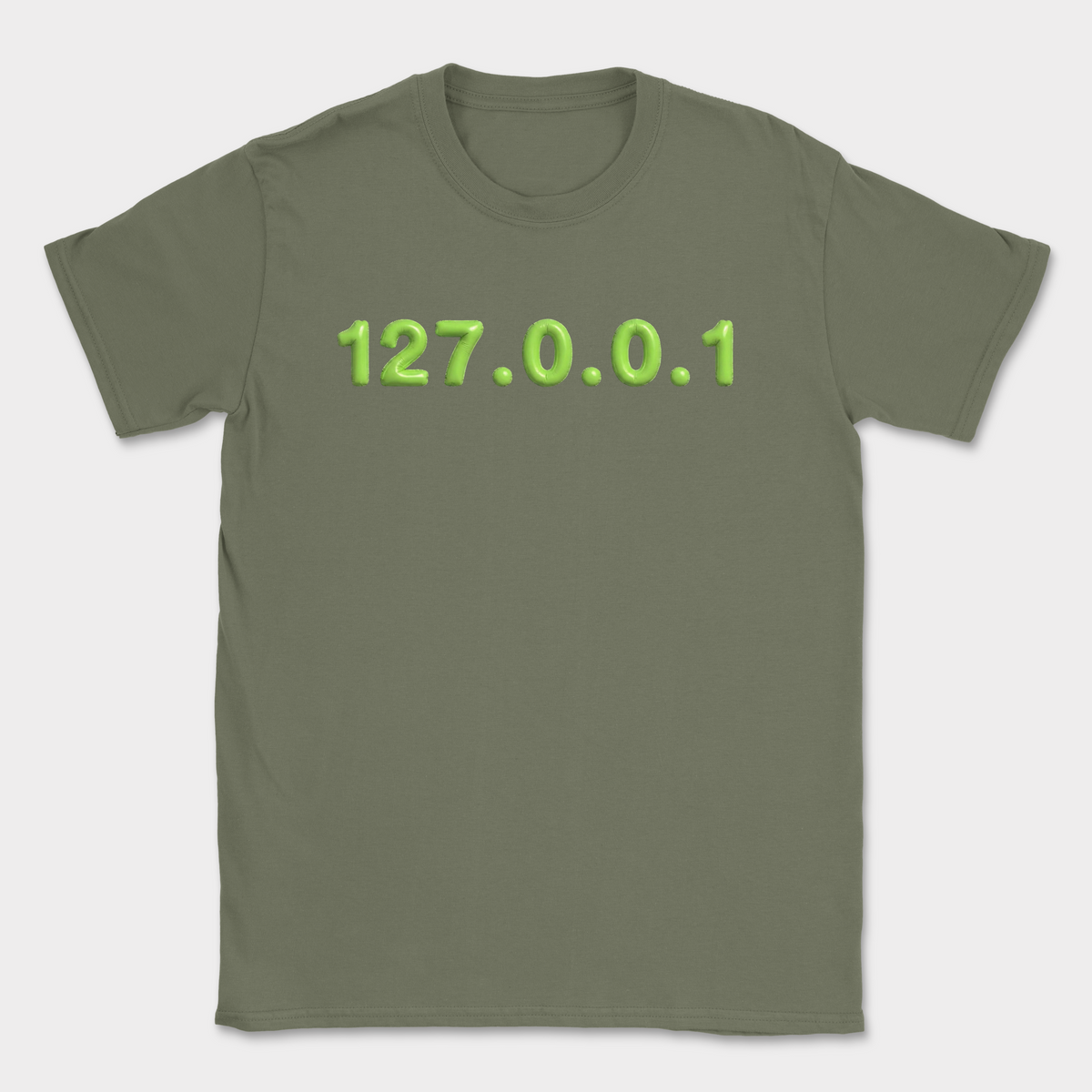 127.0.0.1 puffy text shirt — Military Green