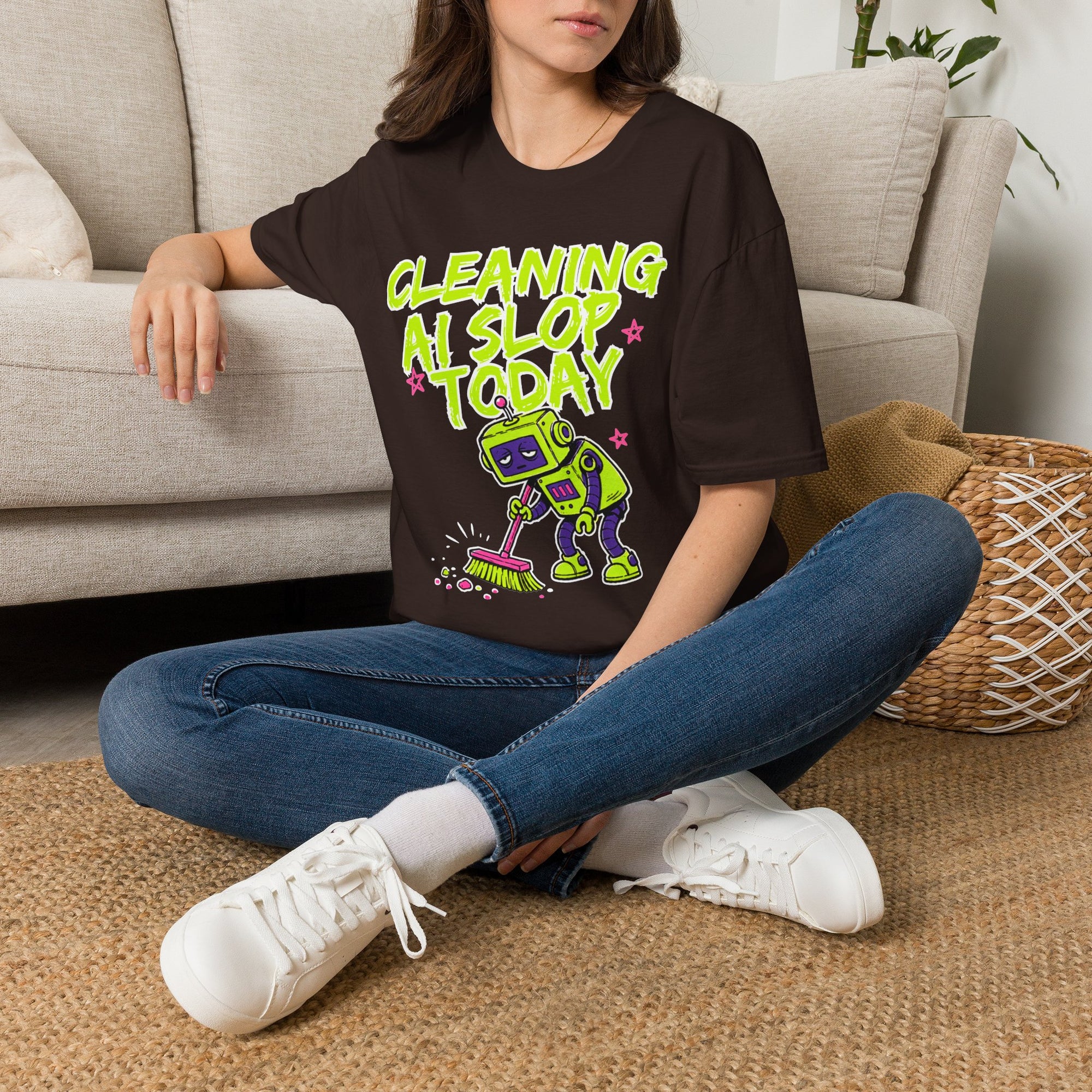 Cleaning AI Slop Today Graffiti Robot Shirt