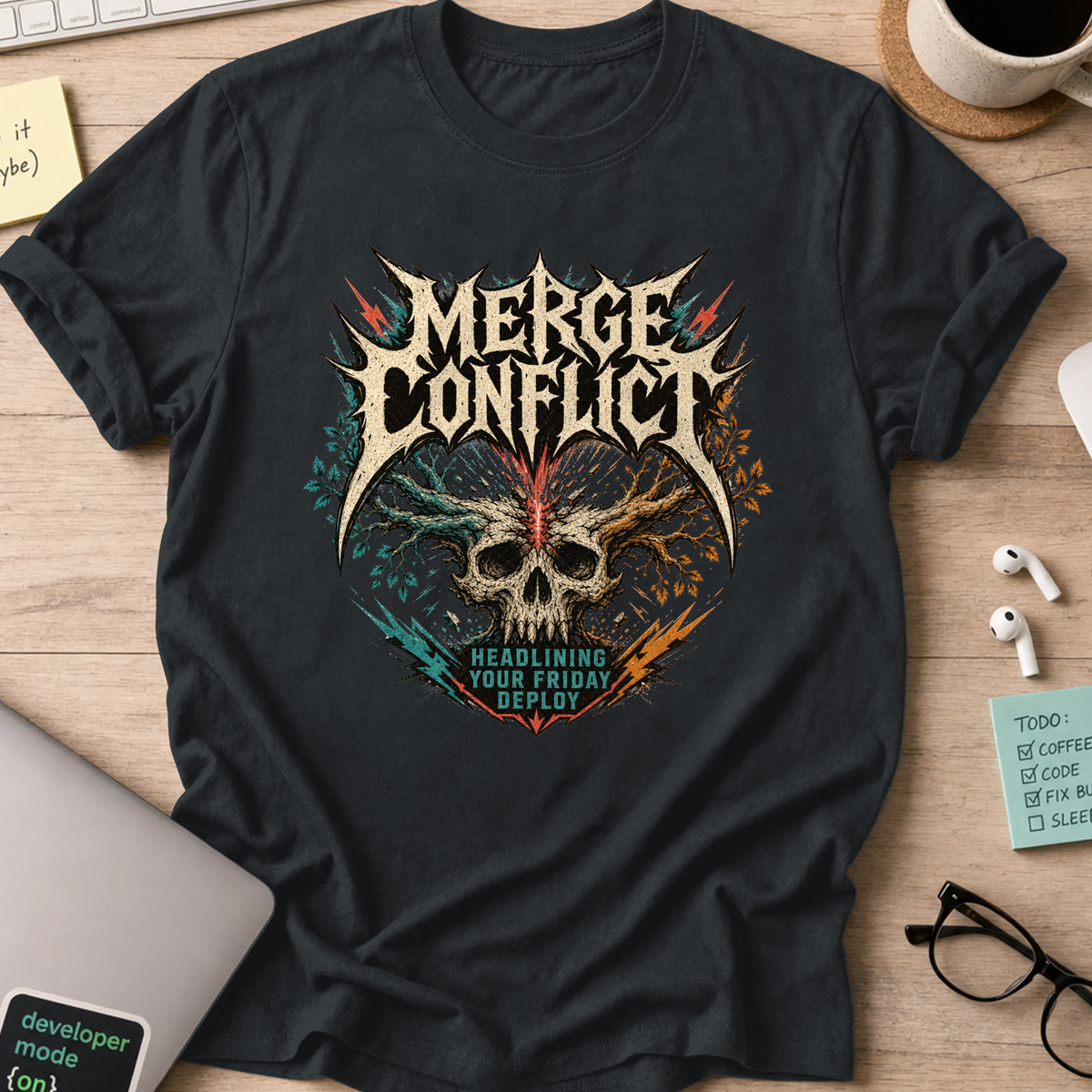 Merge Conflict Friday Deploy Shirt — Black