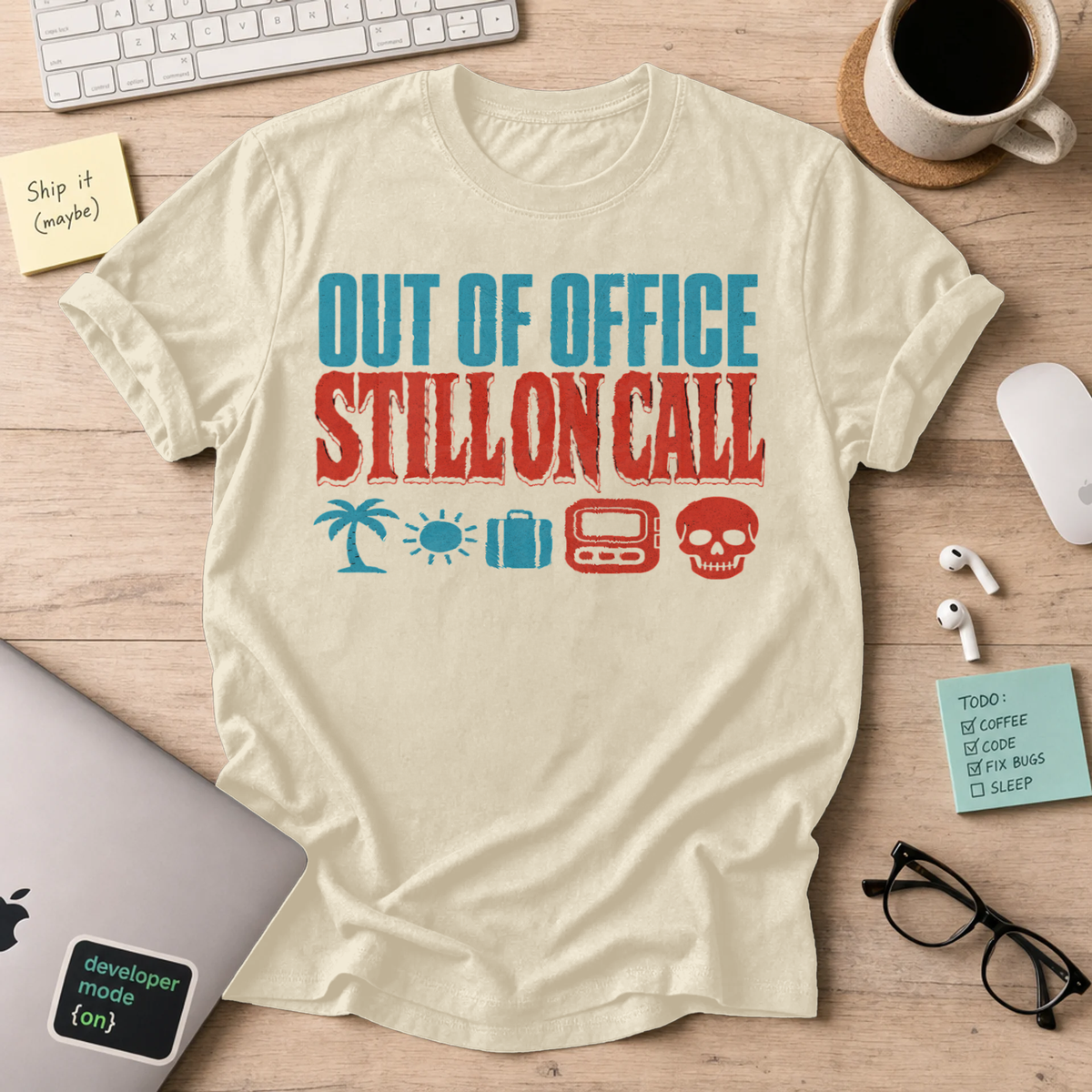 Out of Office, Still On Call Shirt — Natural