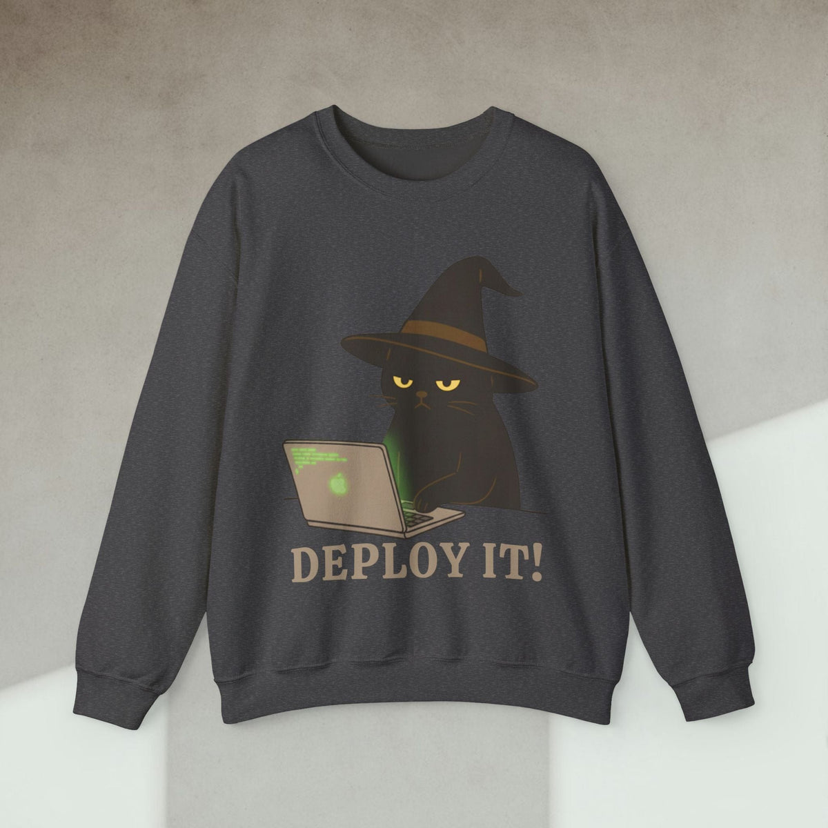 Code Culture deploy it cat sweatshirt funny programmer Sweatshirt in S — Code Culture developer clothing
