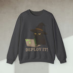 Code Culture deploy it cat sweatshirt funny programmer Sweatshirt in S — Code Culture developer clothing