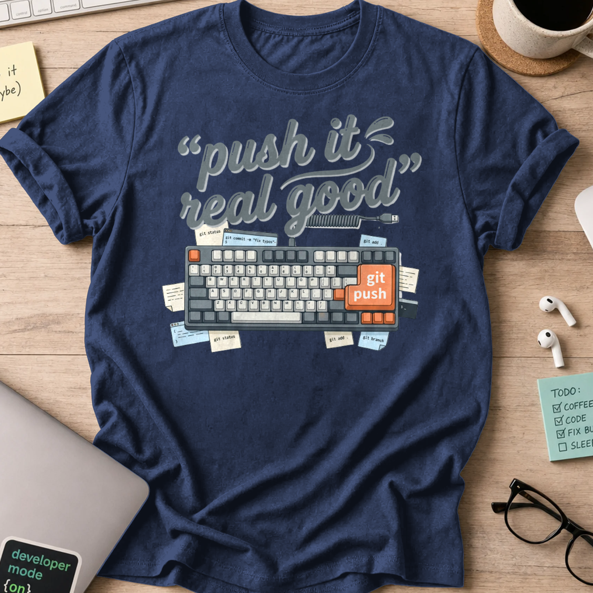 Push It Real Good Keyboard Shirt — Navy