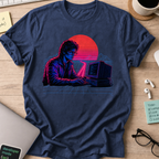 Neon Programmer Synthwave Shirt — Navy storefront mockup