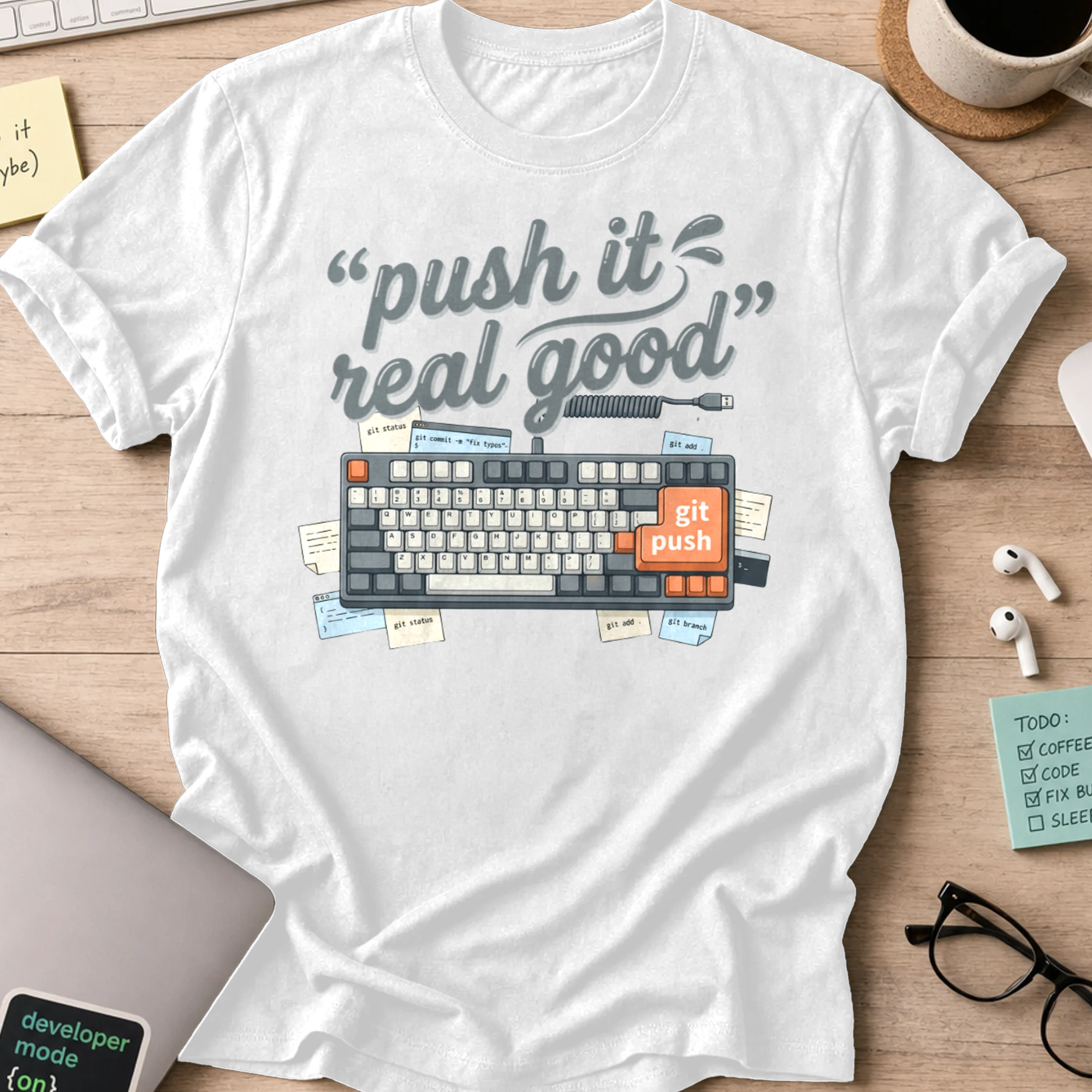 Push It Real Good Keyboard Shirt — White