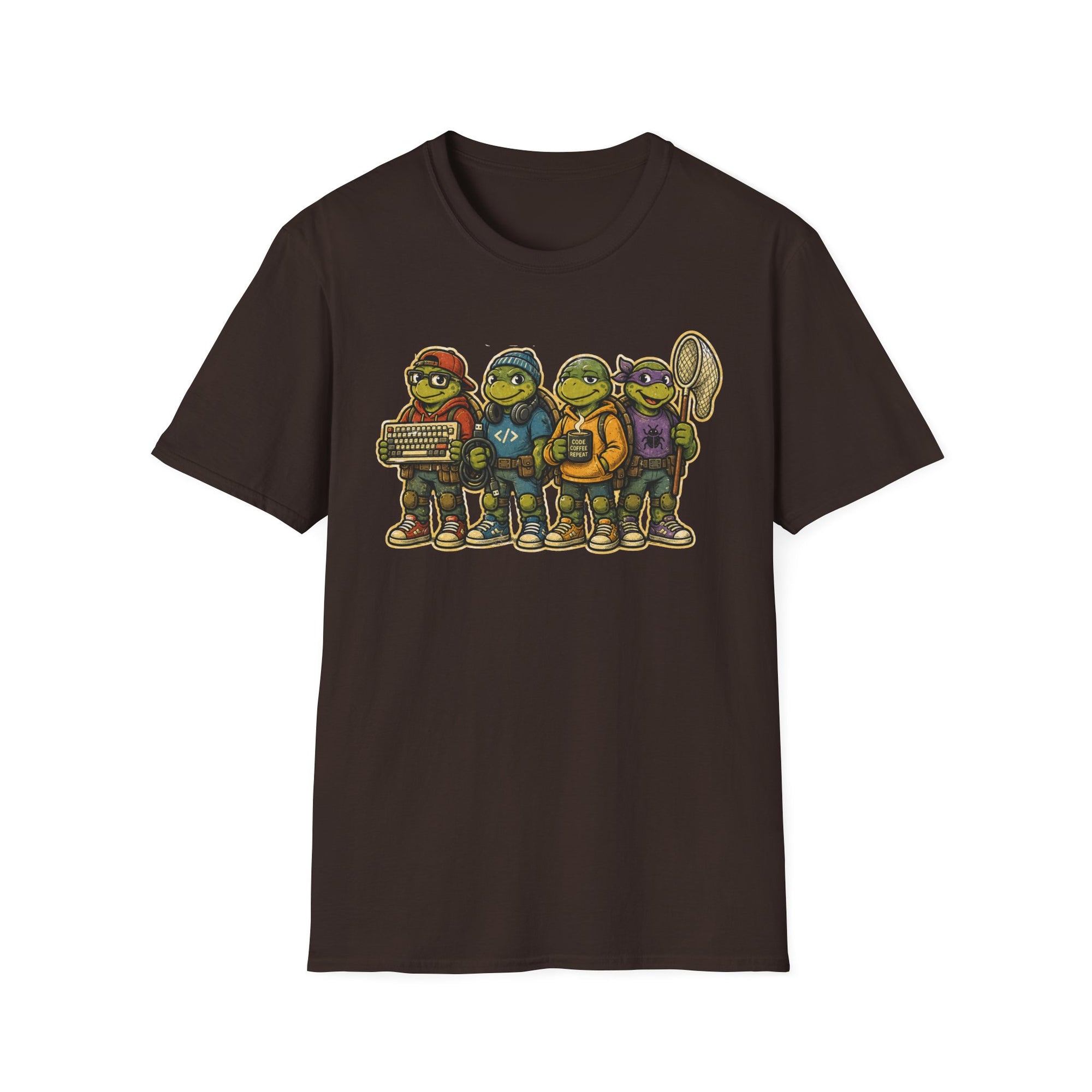 Coding Turtles Retro Illustration Shirt