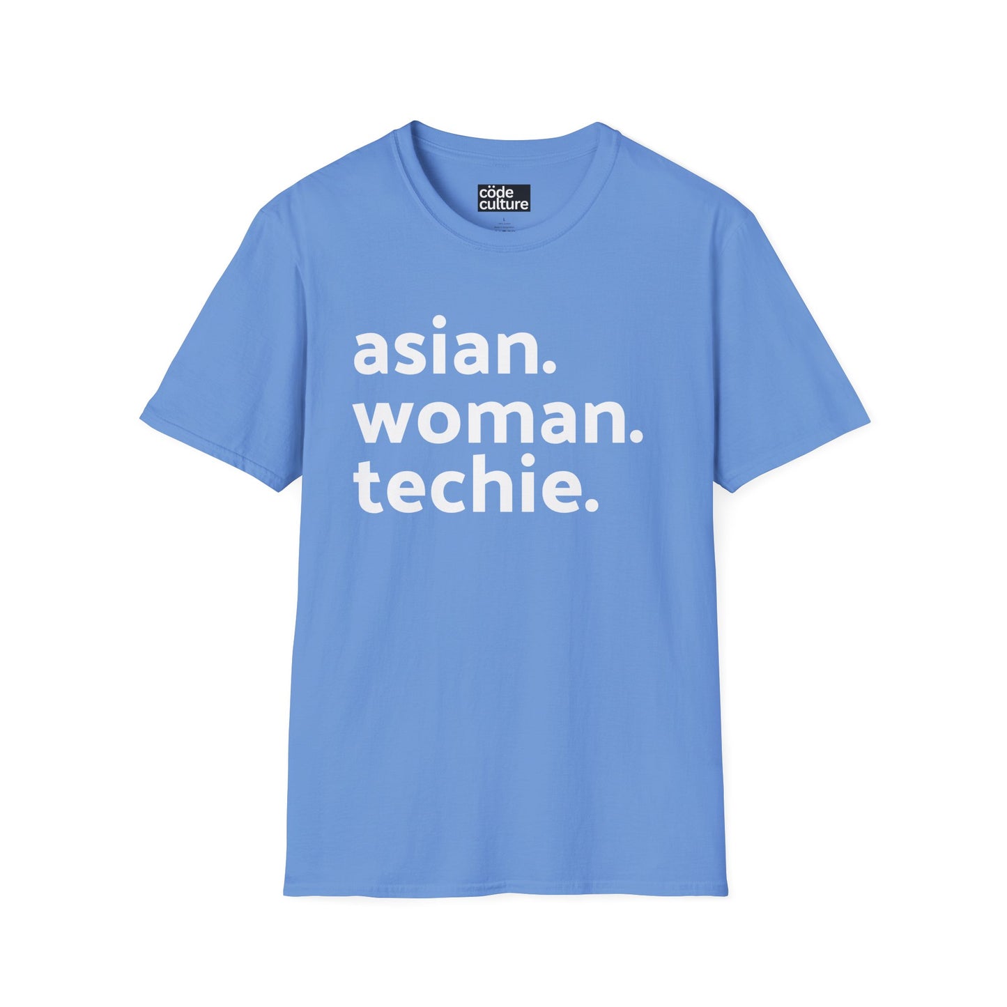 asian woman techie shirt