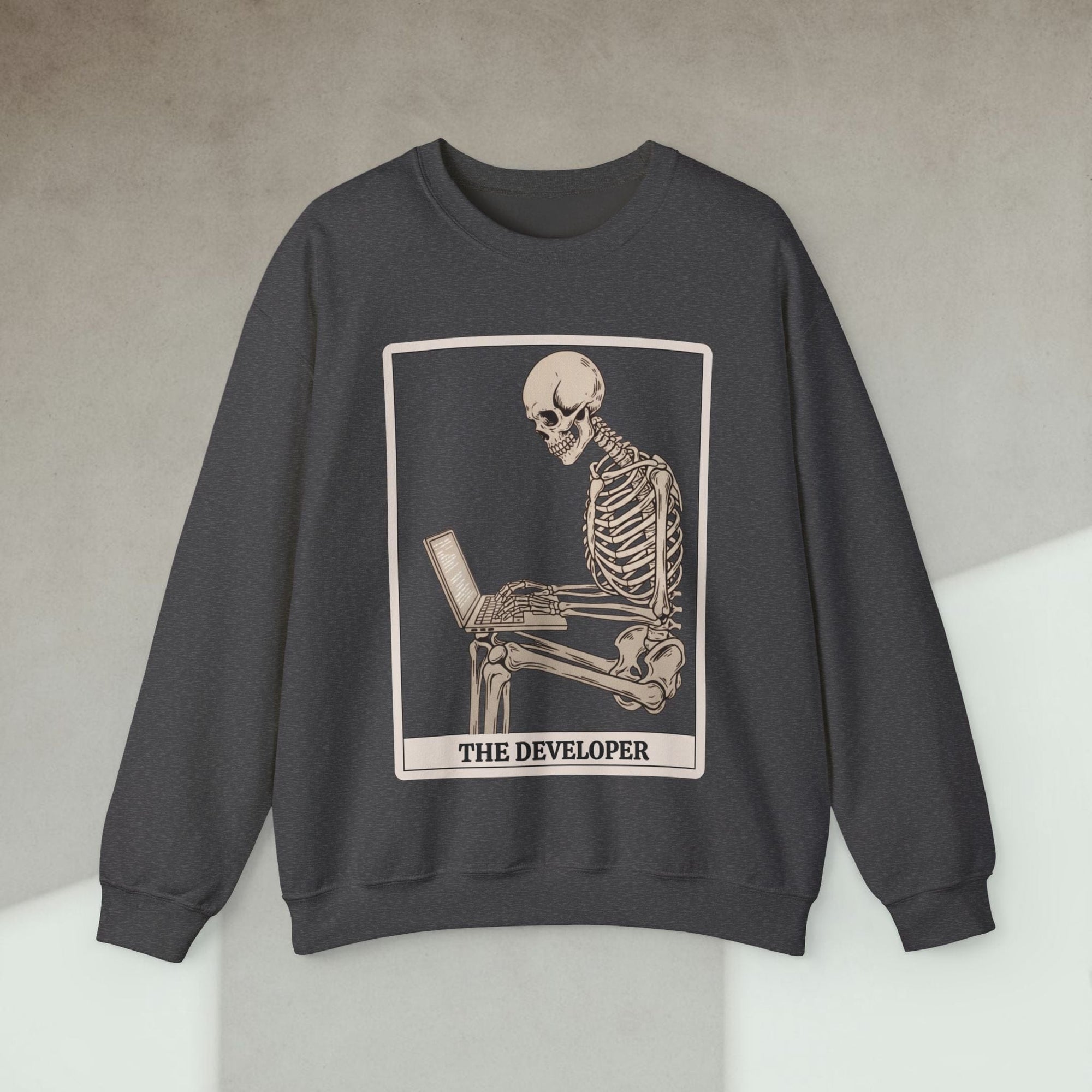 working skeleton developer sweatshirt
