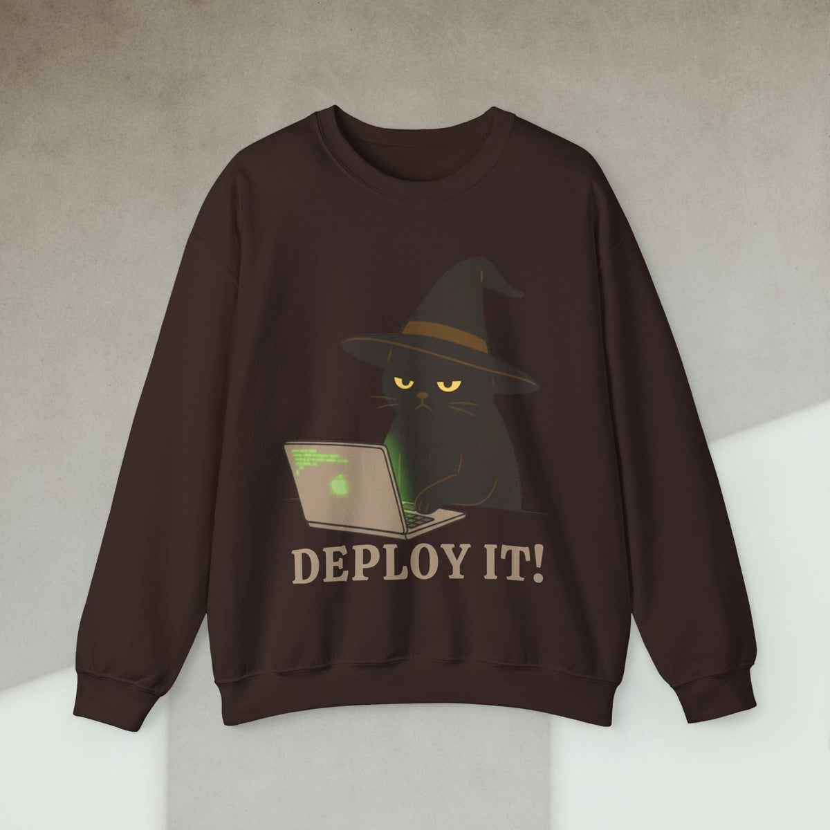 Code Culture deploy it cat sweatshirt funny programmer Sweatshirt in S — Code Culture developer clothing