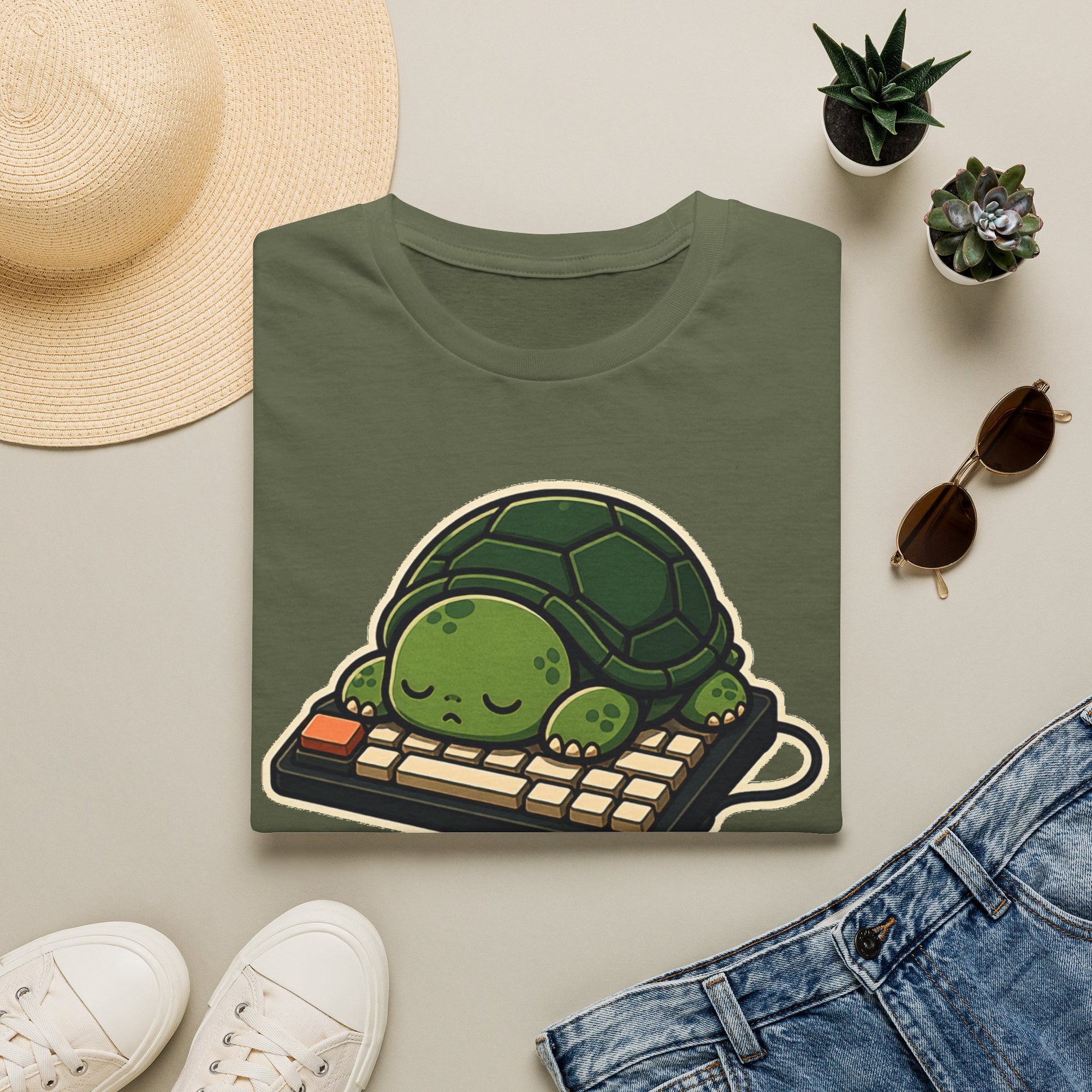 Sleeping Turtle Retro Keyboard Shirt