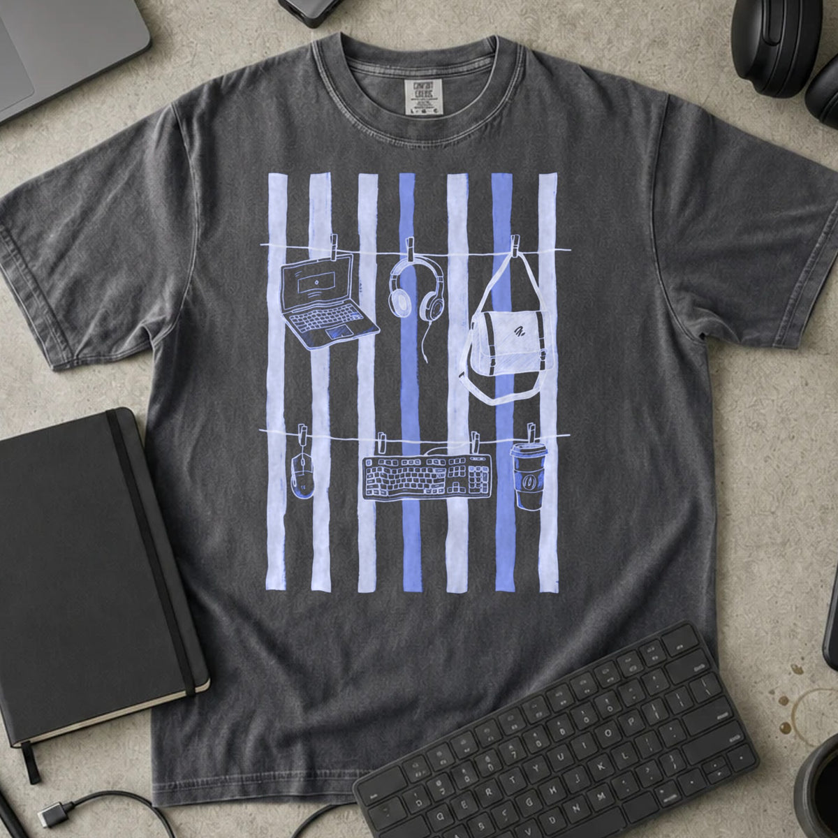 Developer Essentials Laundry Line Shirt in Pepper, Comfort Colors 1717 tee flat lay