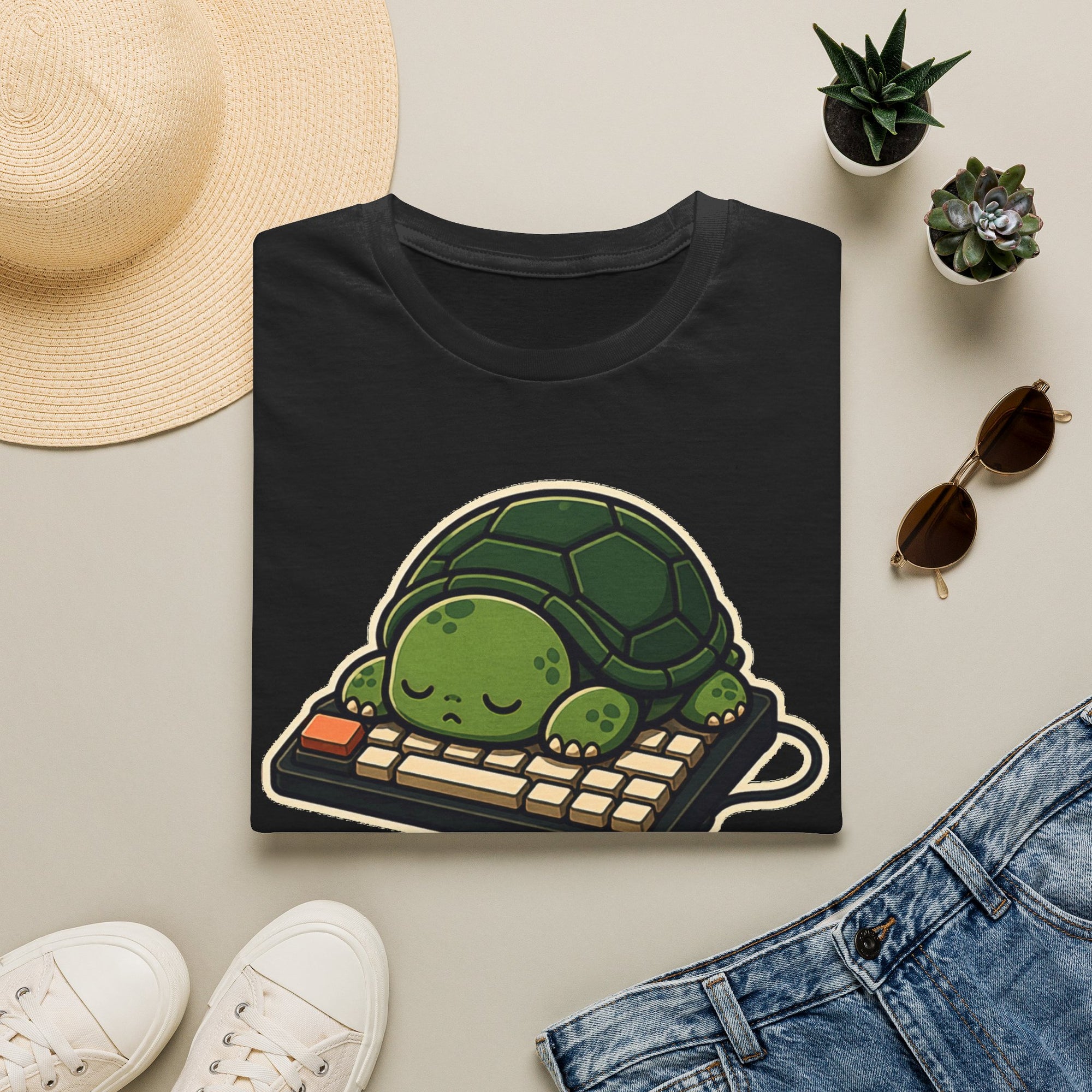 Sleeping Turtle Retro Keyboard Shirt