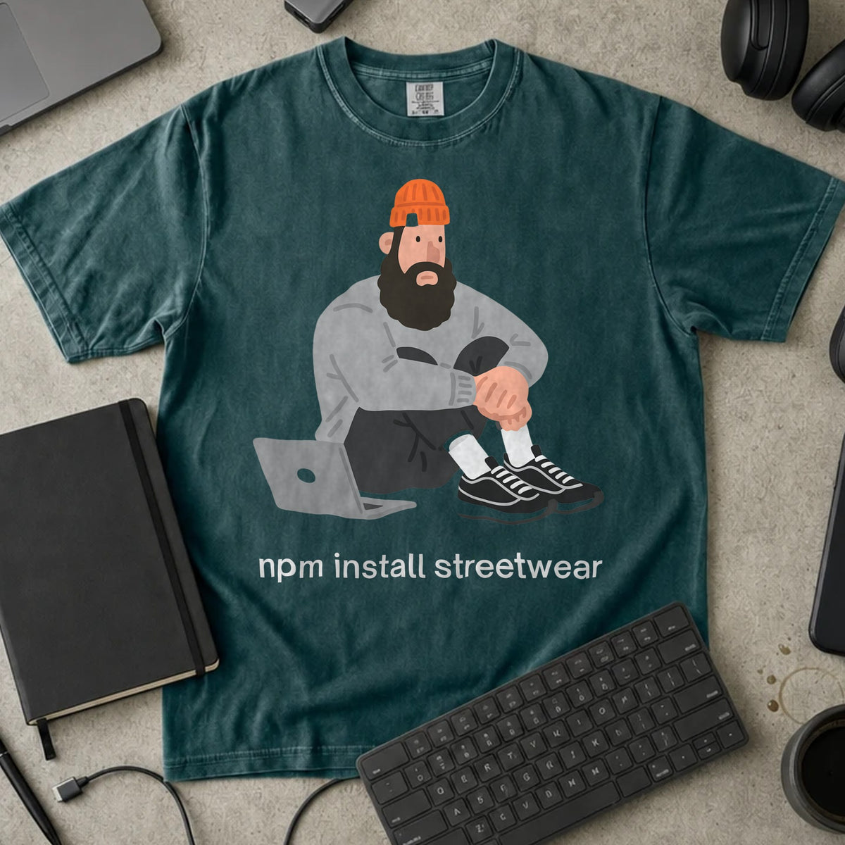 npm install streetwear Shirt in Blue Spruce, Comfort Colors 1717 tee flat lay