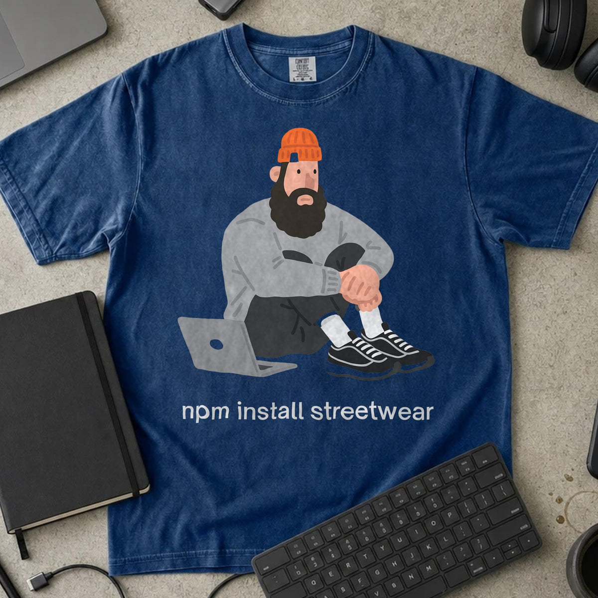 npm install streetwear Shirt in True Navy, Comfort Colors 1717 tee flat lay