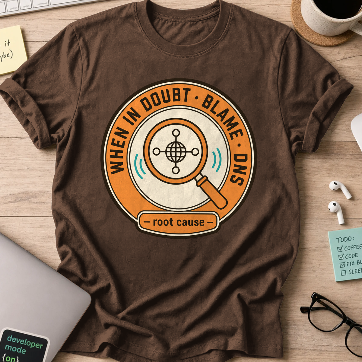 When in Doubt Blame DNS Shirt — Dark Chocolate