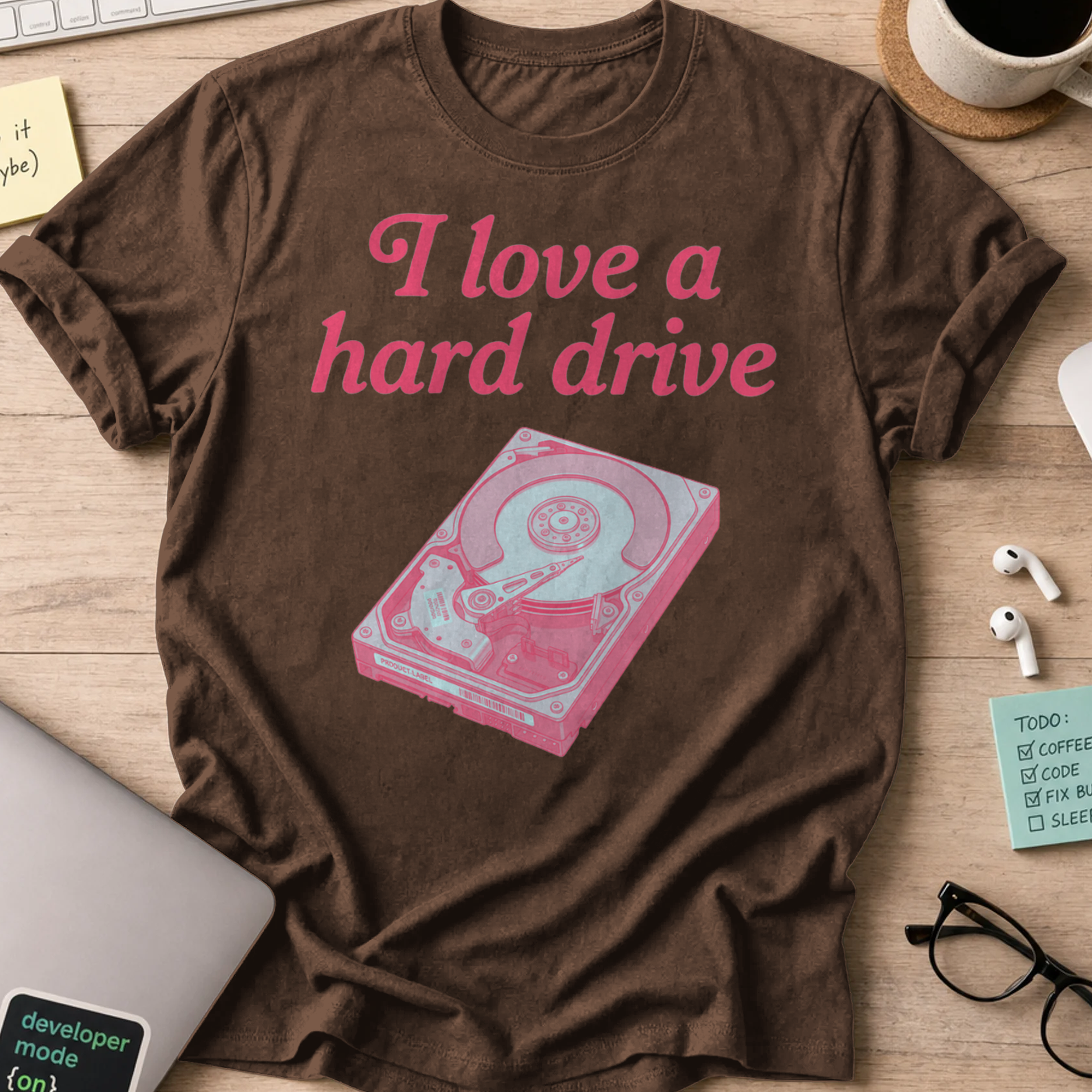 I Love A Hard Drive Shirt — Dark Chocolate