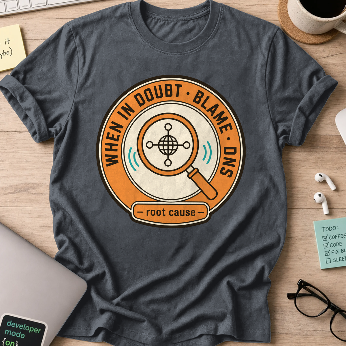 When in Doubt Blame DNS Shirt — Dark Heather