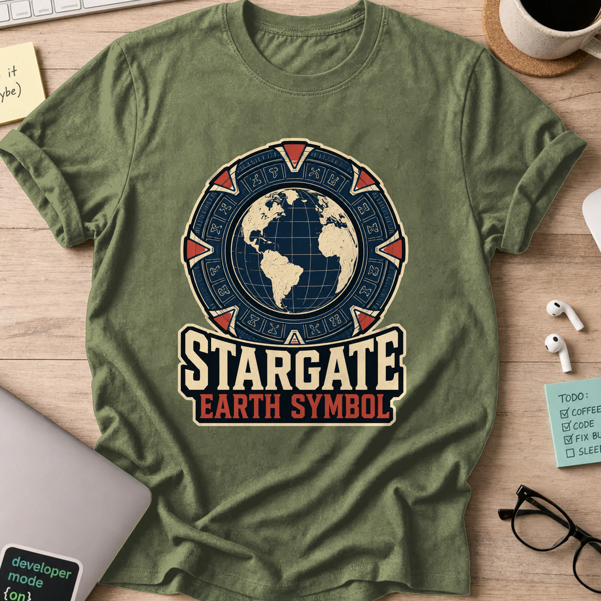 Nerd Collection Artwork 014 Shirt - Military Green mockup