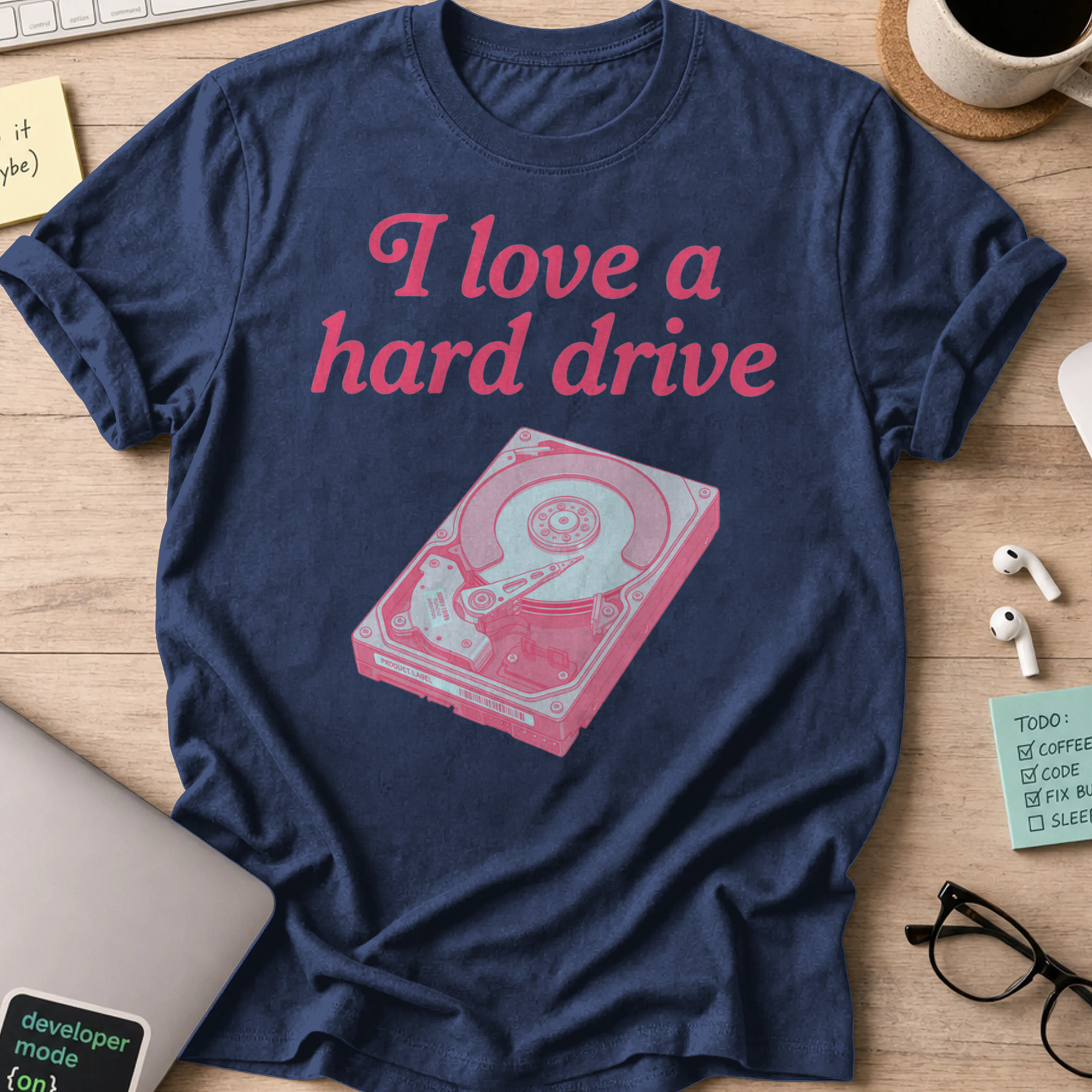 I Love A Hard Drive Shirt — Navy