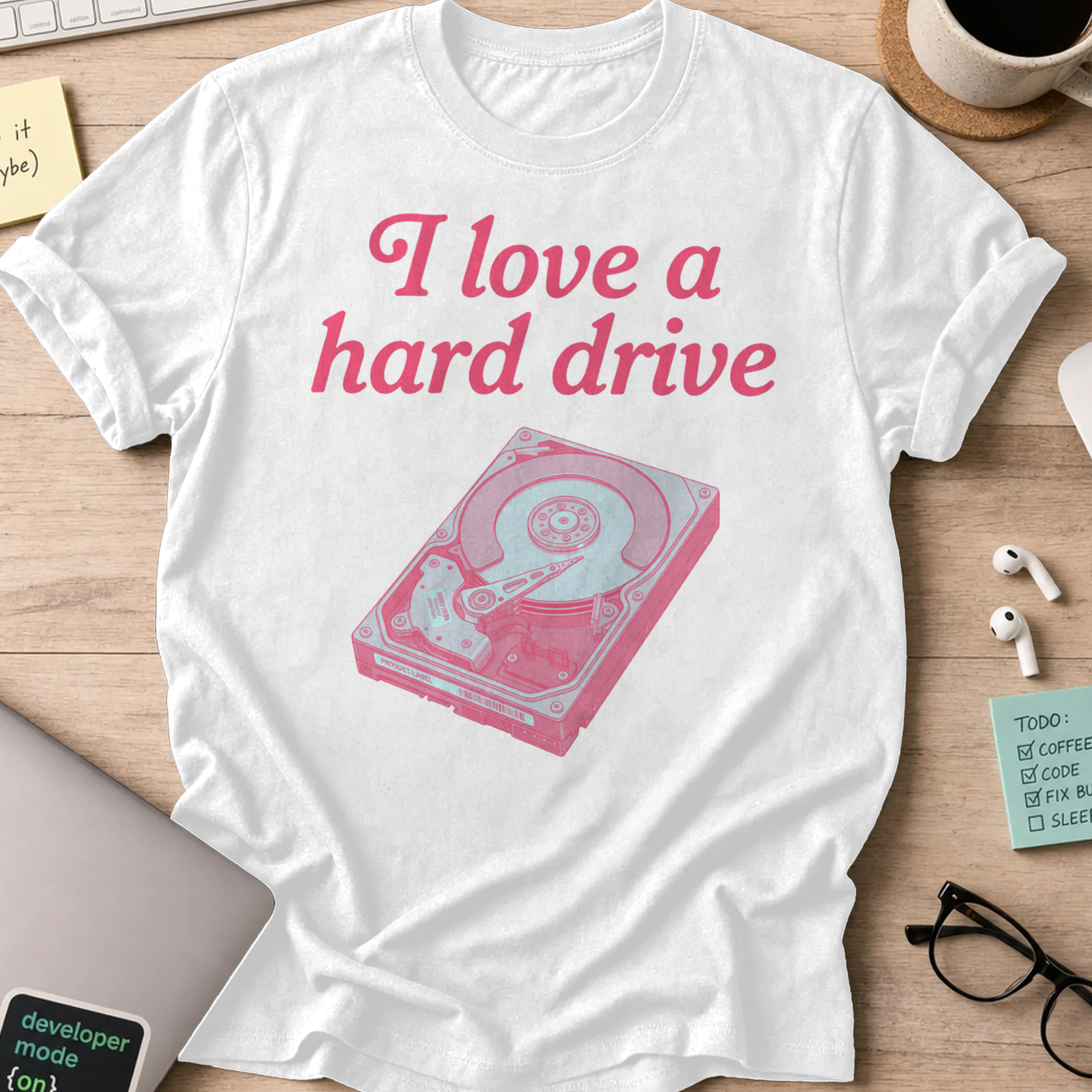 I Love A Hard Drive Shirt — White
