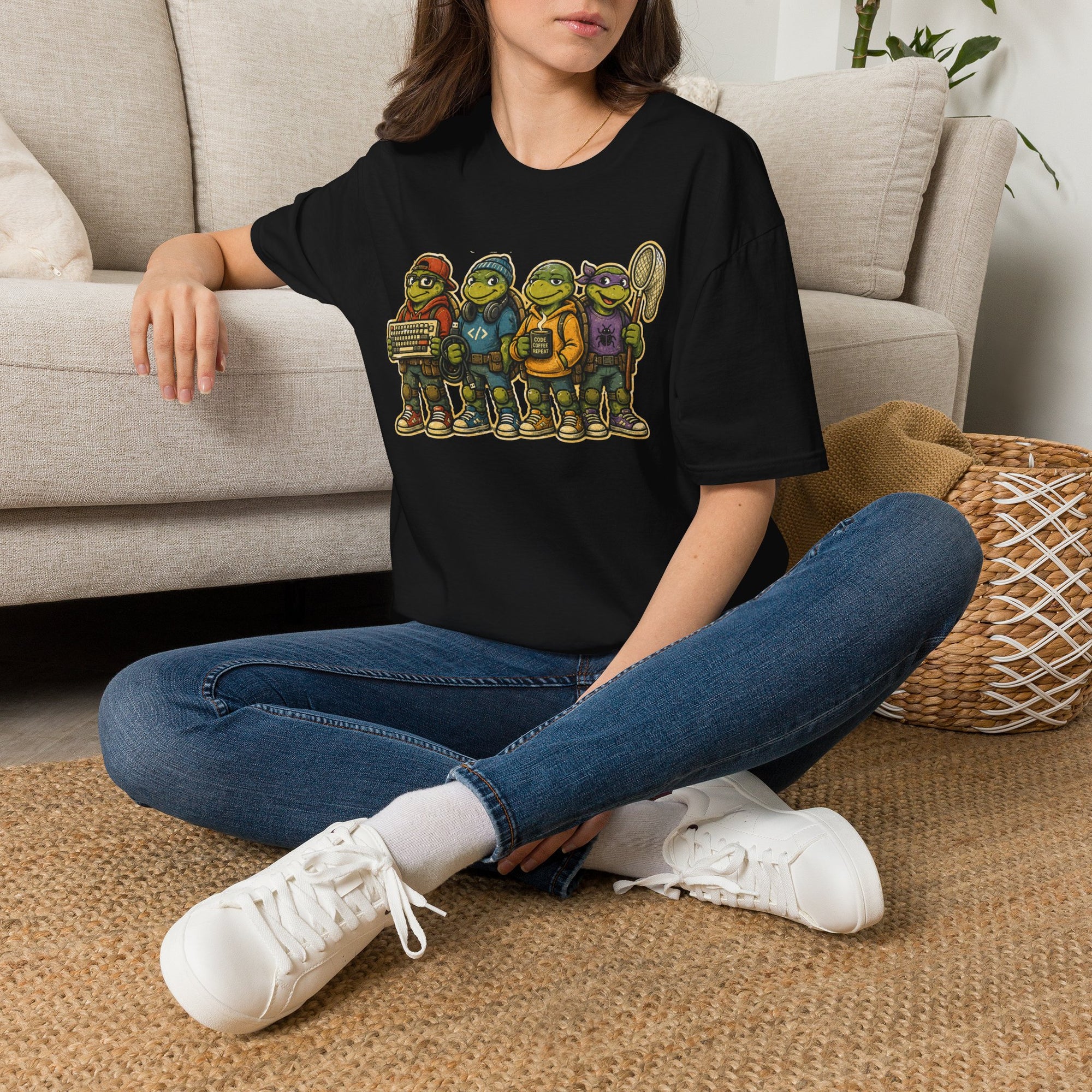 Coding Turtles Retro Illustration Shirt