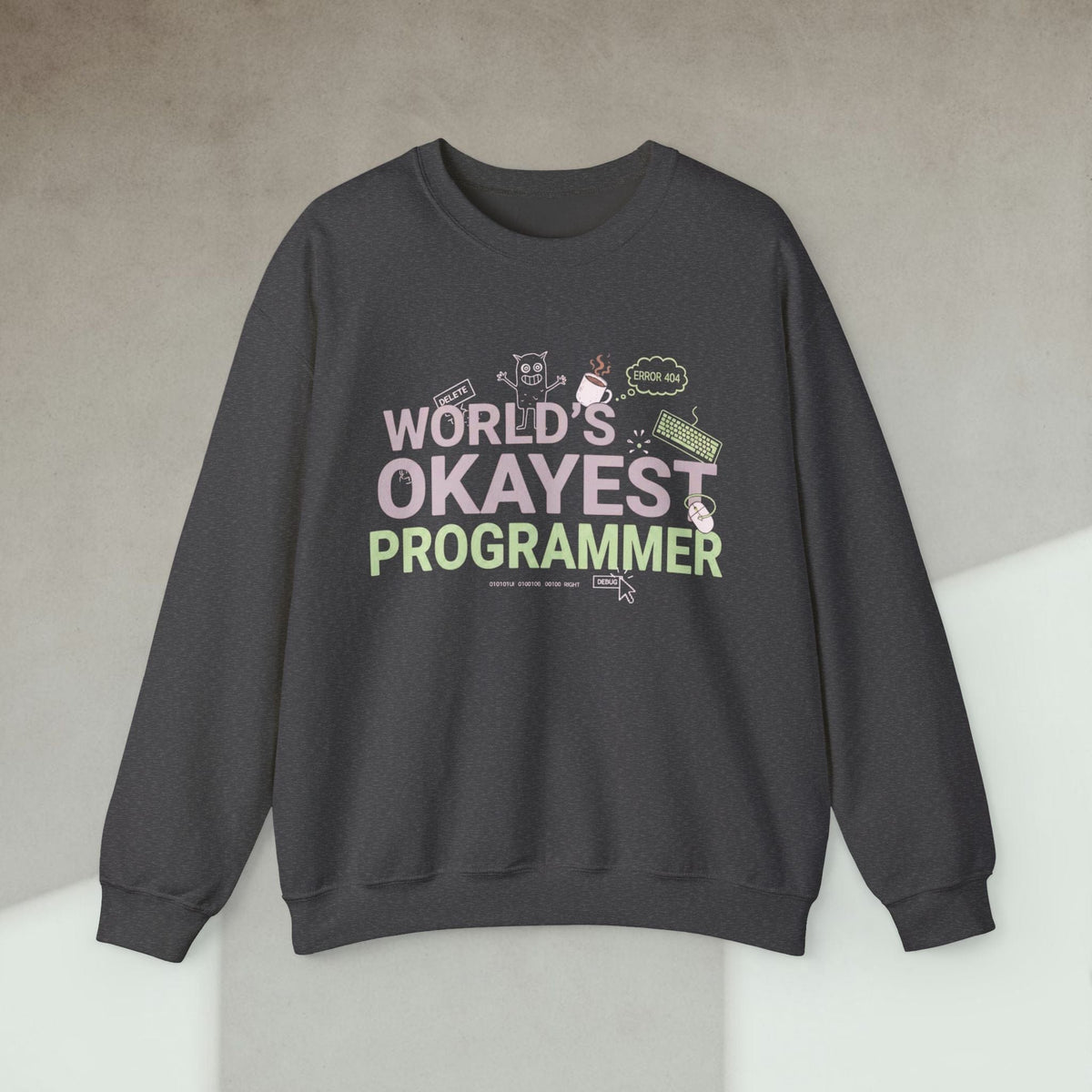 Code Culture world's okayest programmer sweatshirt funny programmer Sweatshirt in S — Code Culture developer clothing