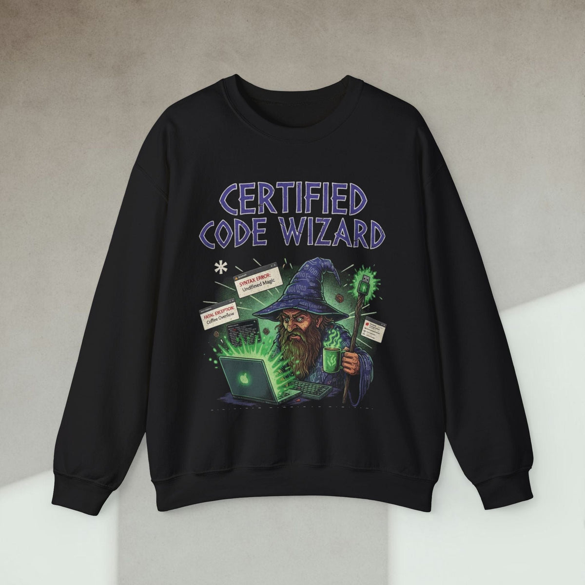 Code Culture certified code wizard sweatshirt funny programmer Sweatshirt in S — Code Culture developer clothing