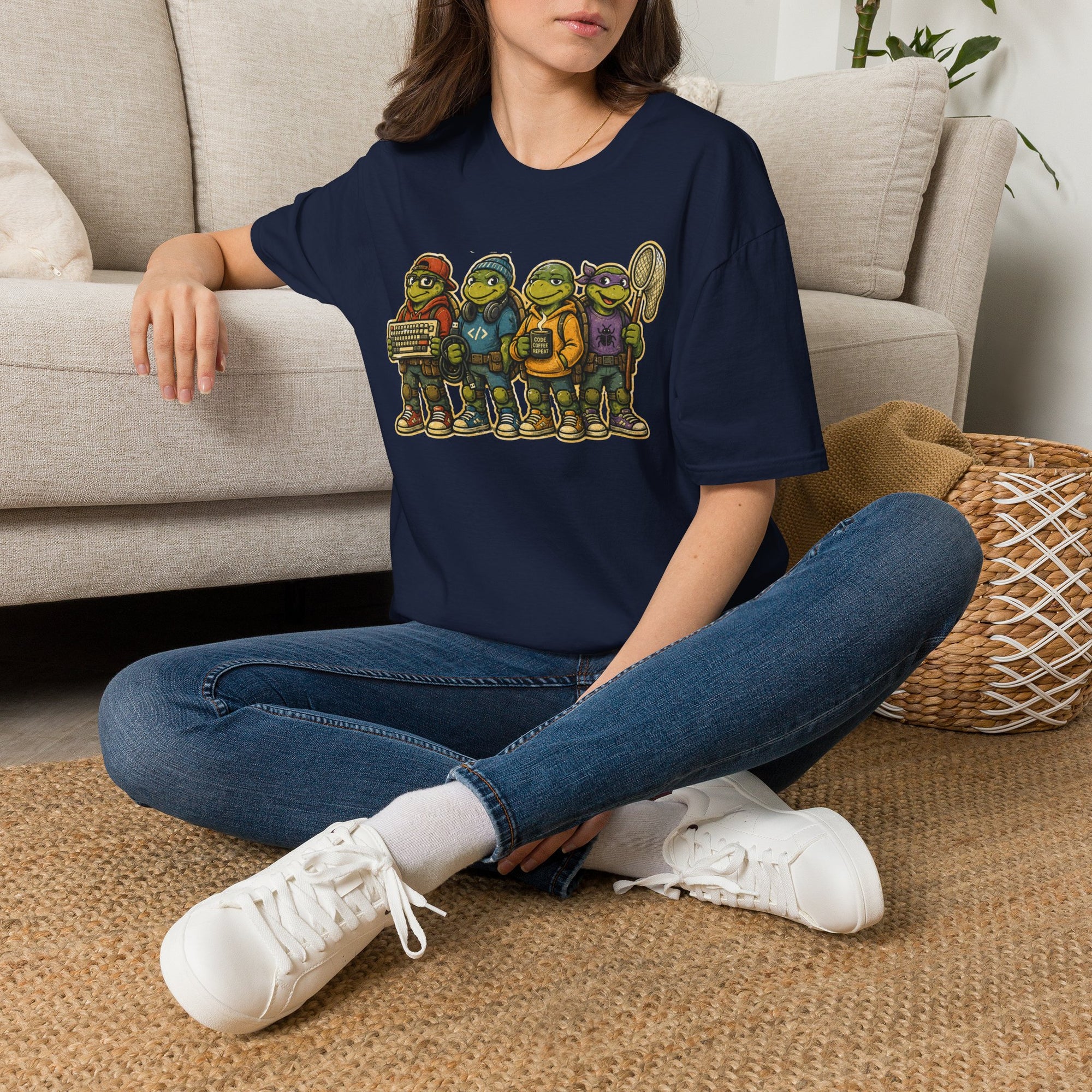 Coding Turtles Retro Illustration Shirt