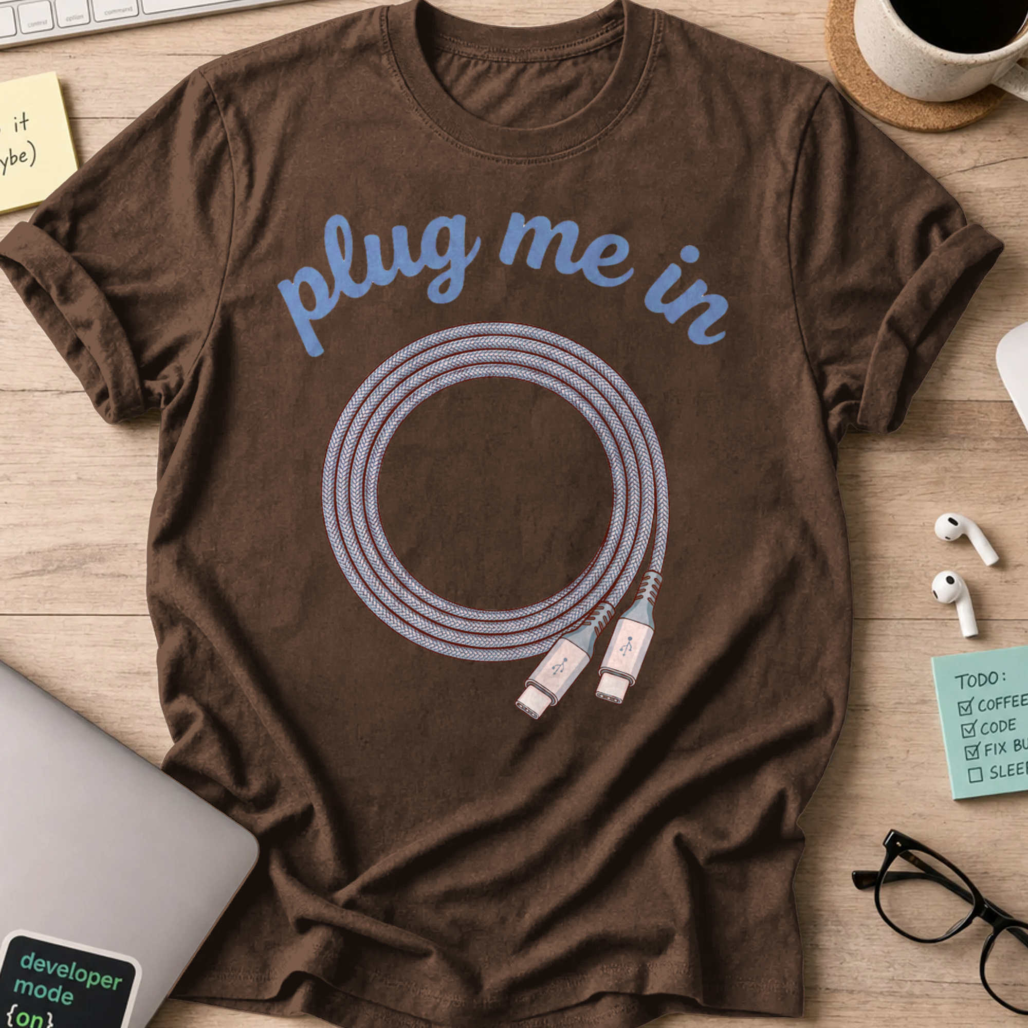 Plug Me In Shirt — Dark Chocolate