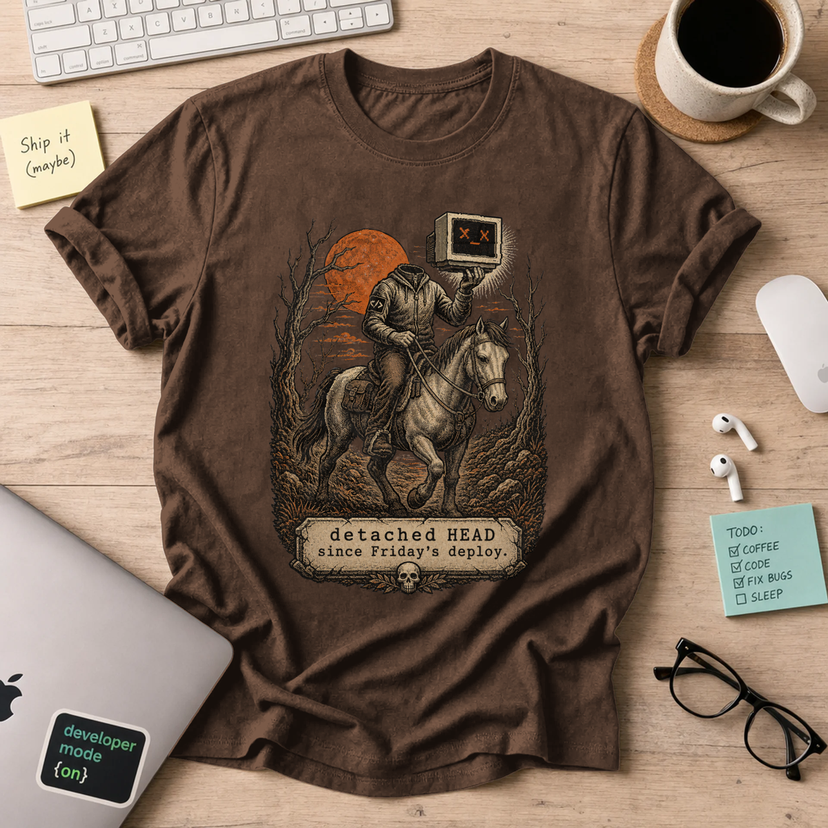Detached HEAD Since Friday’s Deploy Shirt — Dark Chocolate