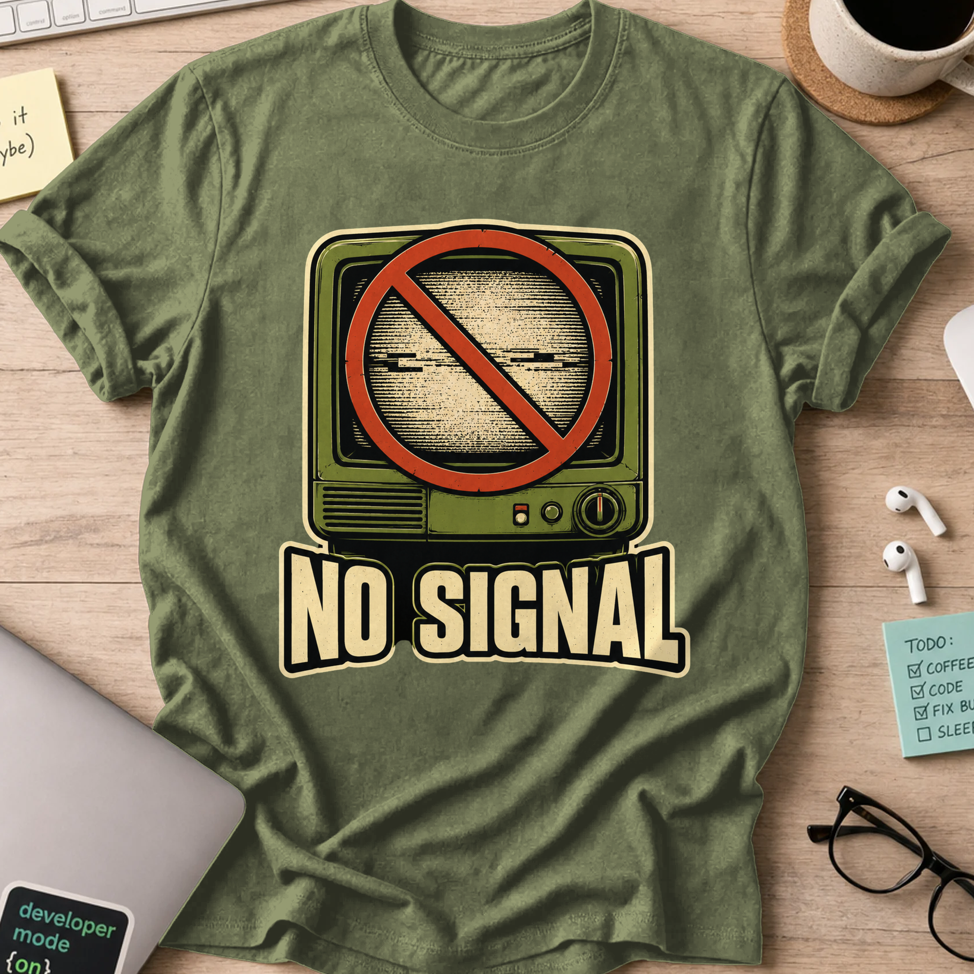 Nerd Collection Artwork 015 Shirt - Military Green mockup