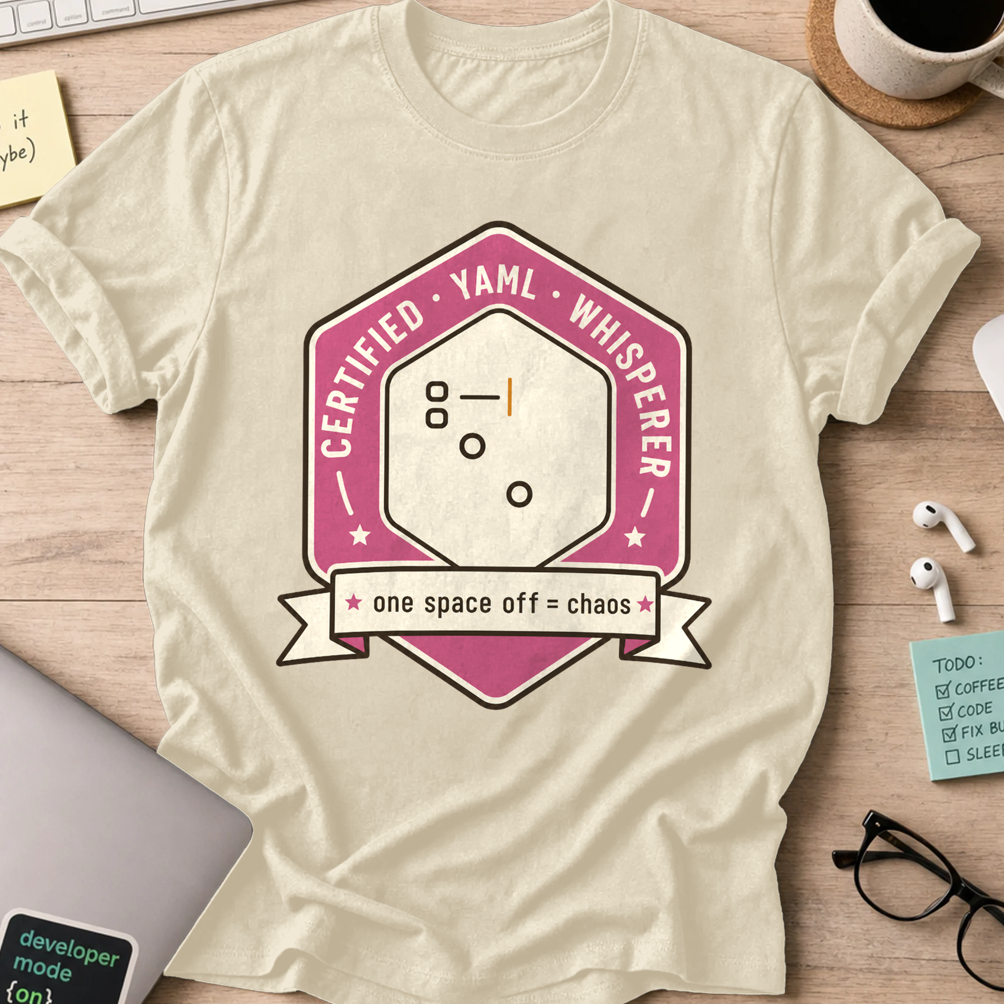 Certified YAML Whisperer Shirt — Natural