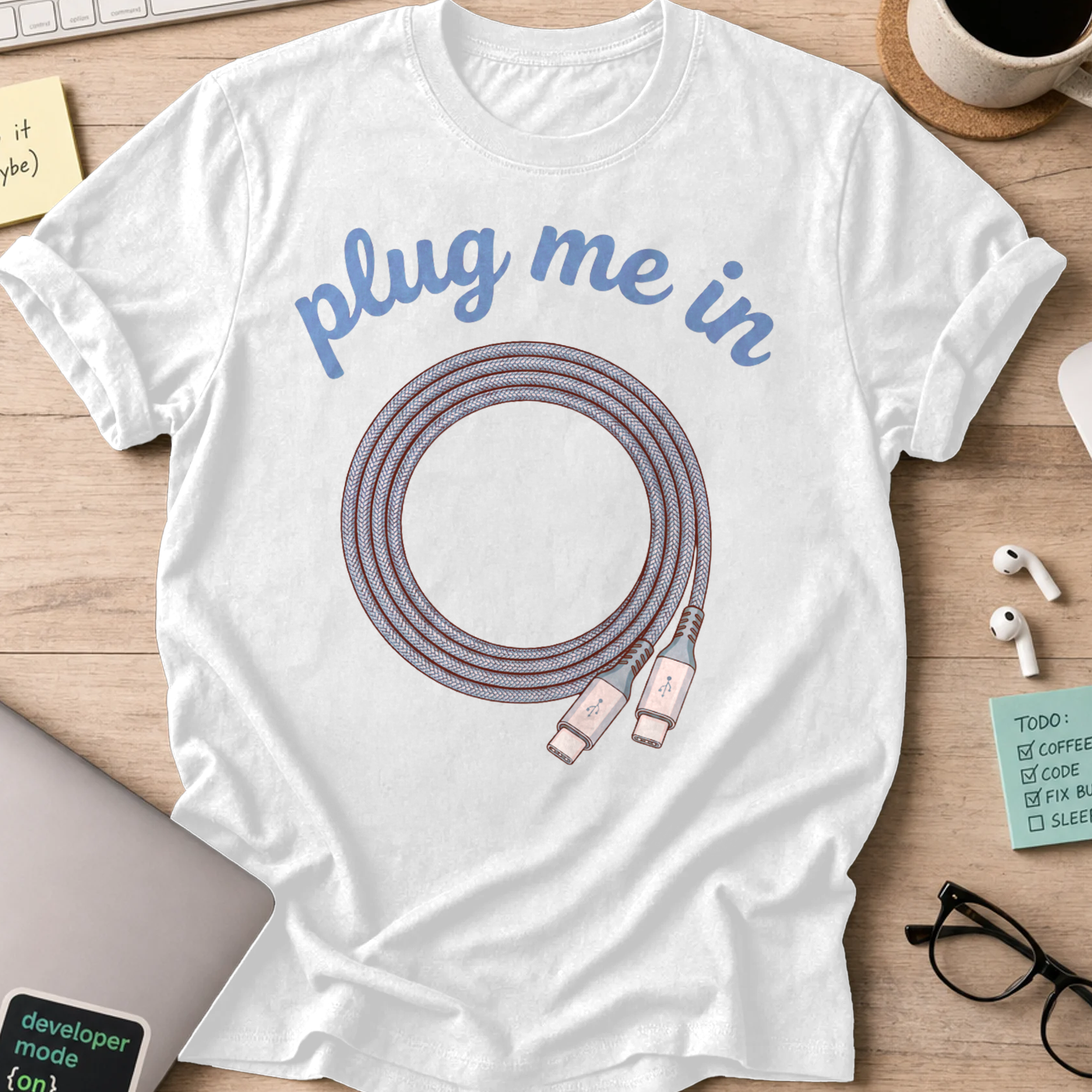 Plug Me In Shirt — White