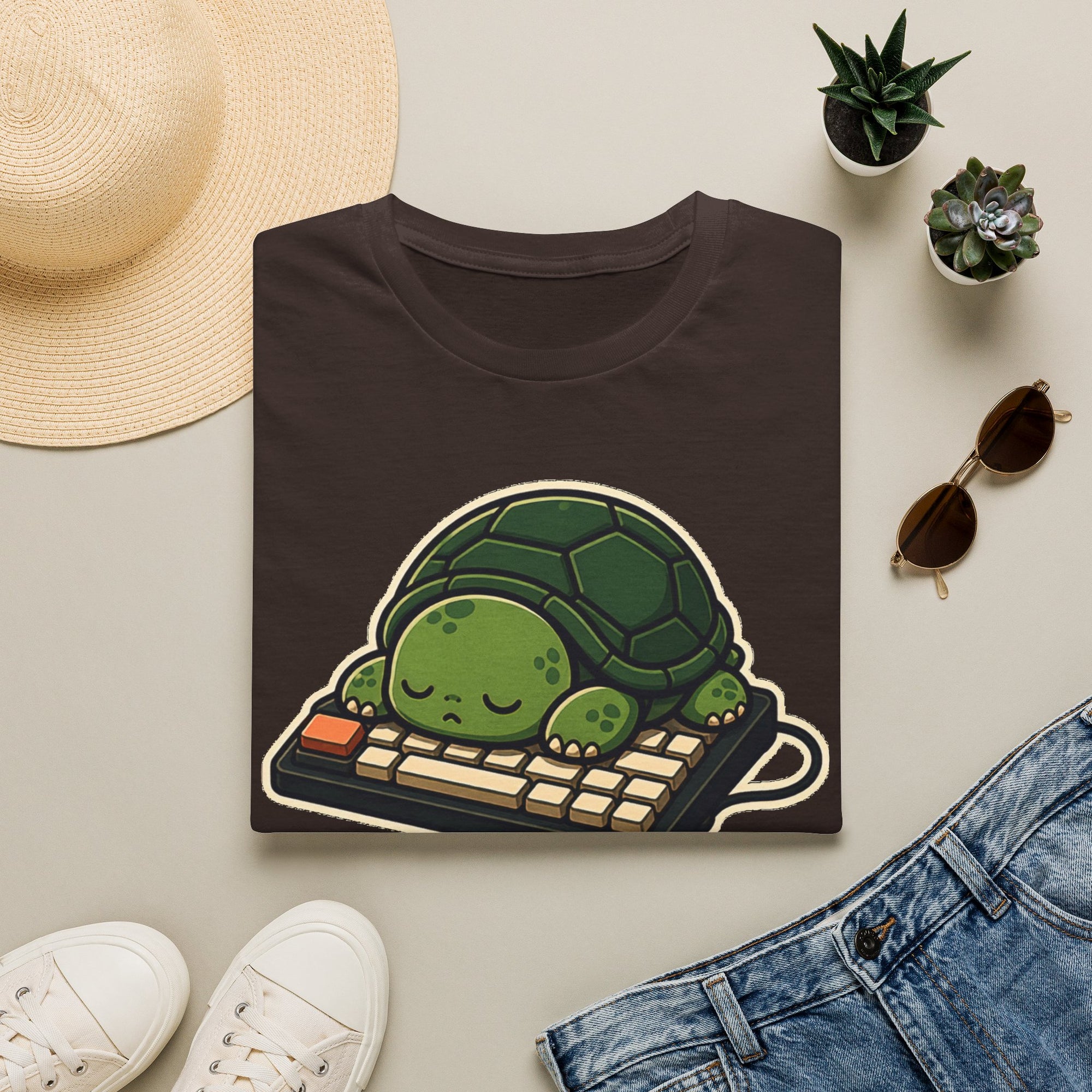 Sleeping Turtle Retro Keyboard Shirt