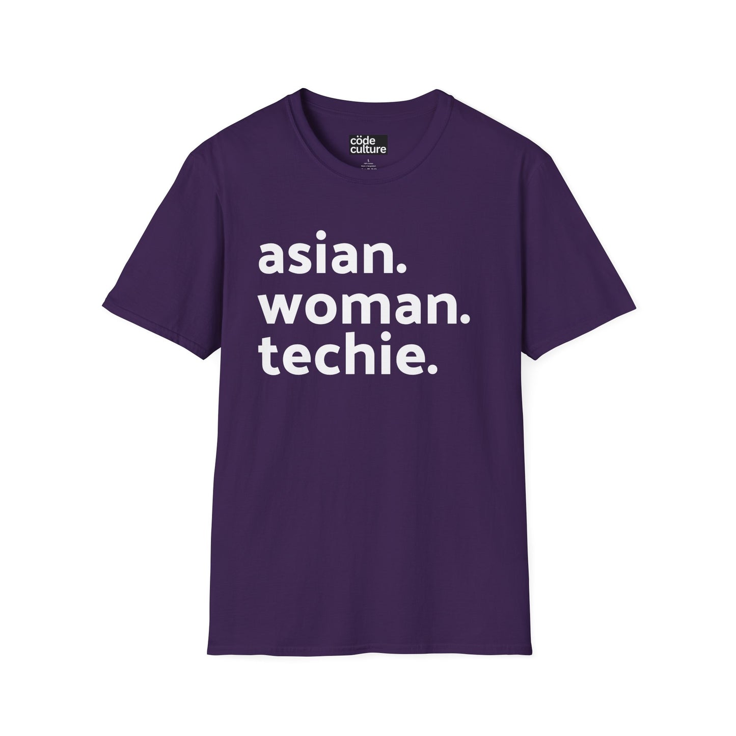 asian woman techie shirt