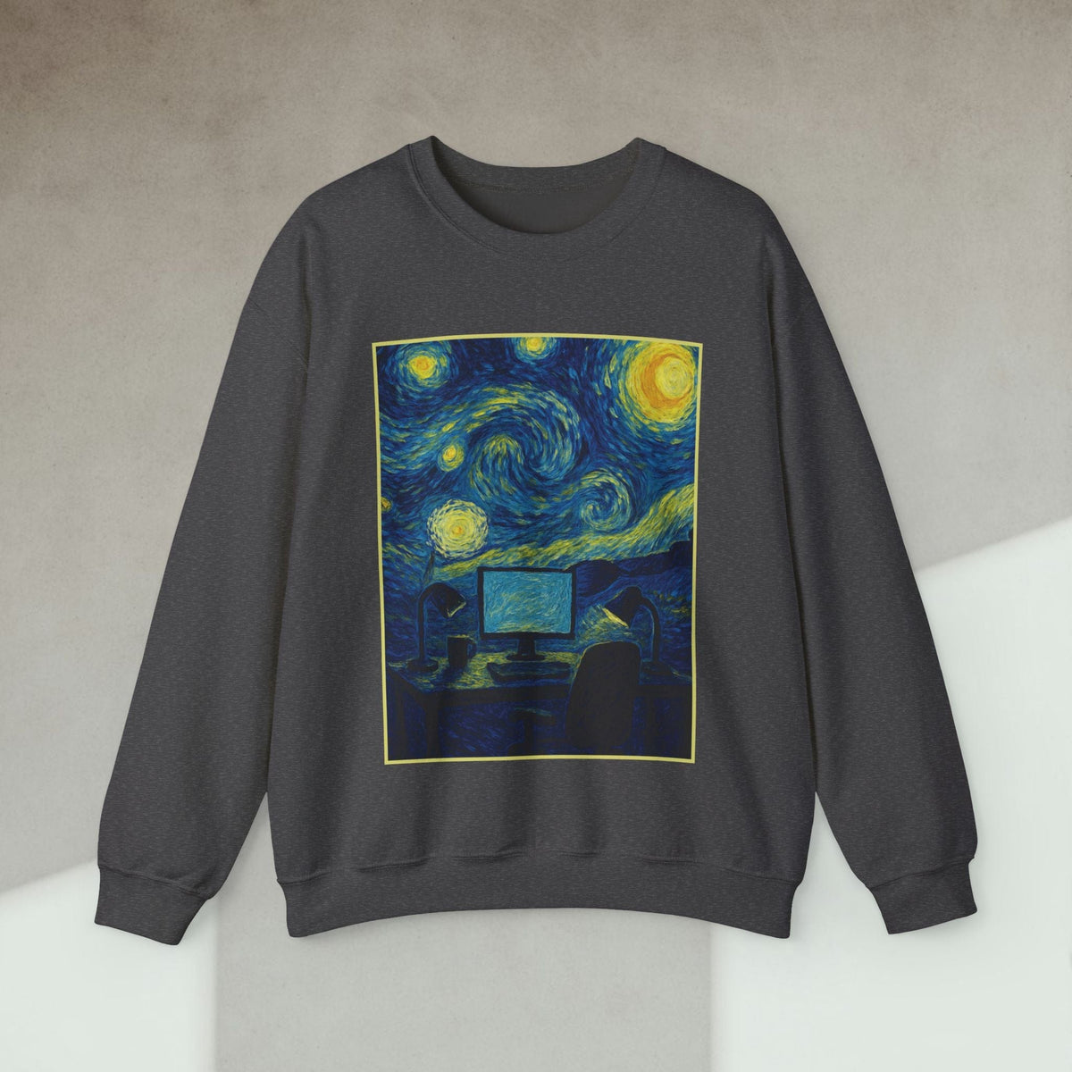 Code Culture van gogh desk sweatshirt funny programmer Sweatshirt in S — Code Culture developer clothing