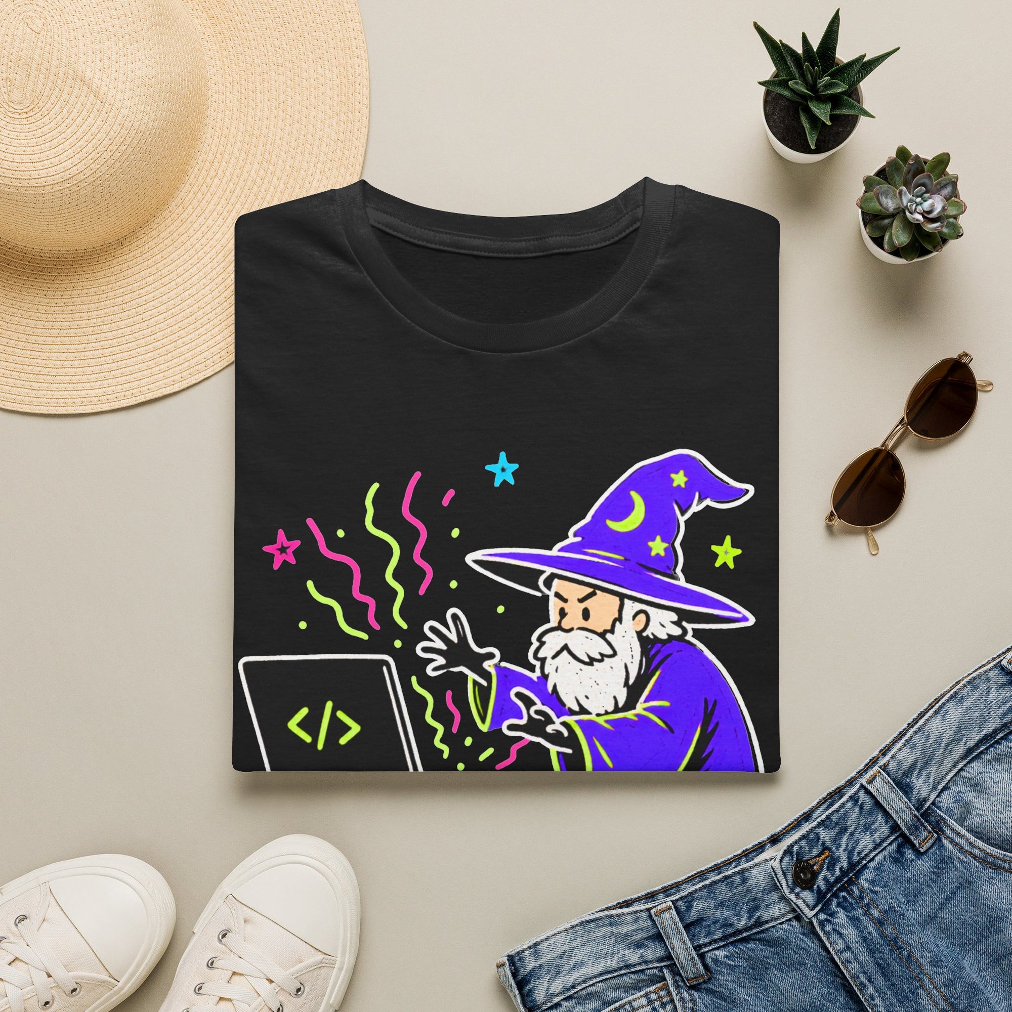 Wizard Coder Cartoon Shirt