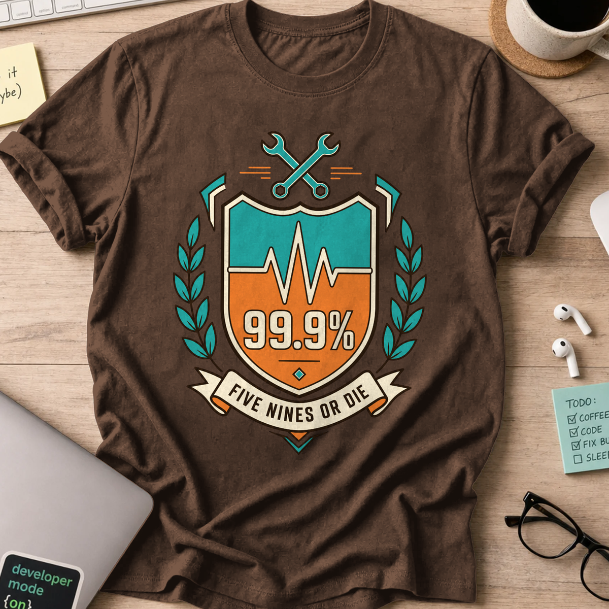 Five Nines or Die Shirt — Dark Chocolate