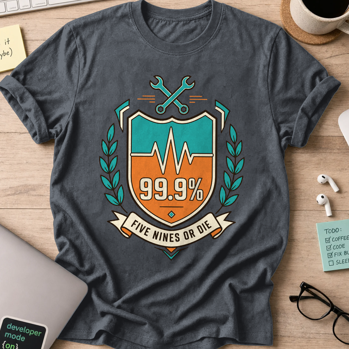 Five Nines or Die Shirt — Dark Heather