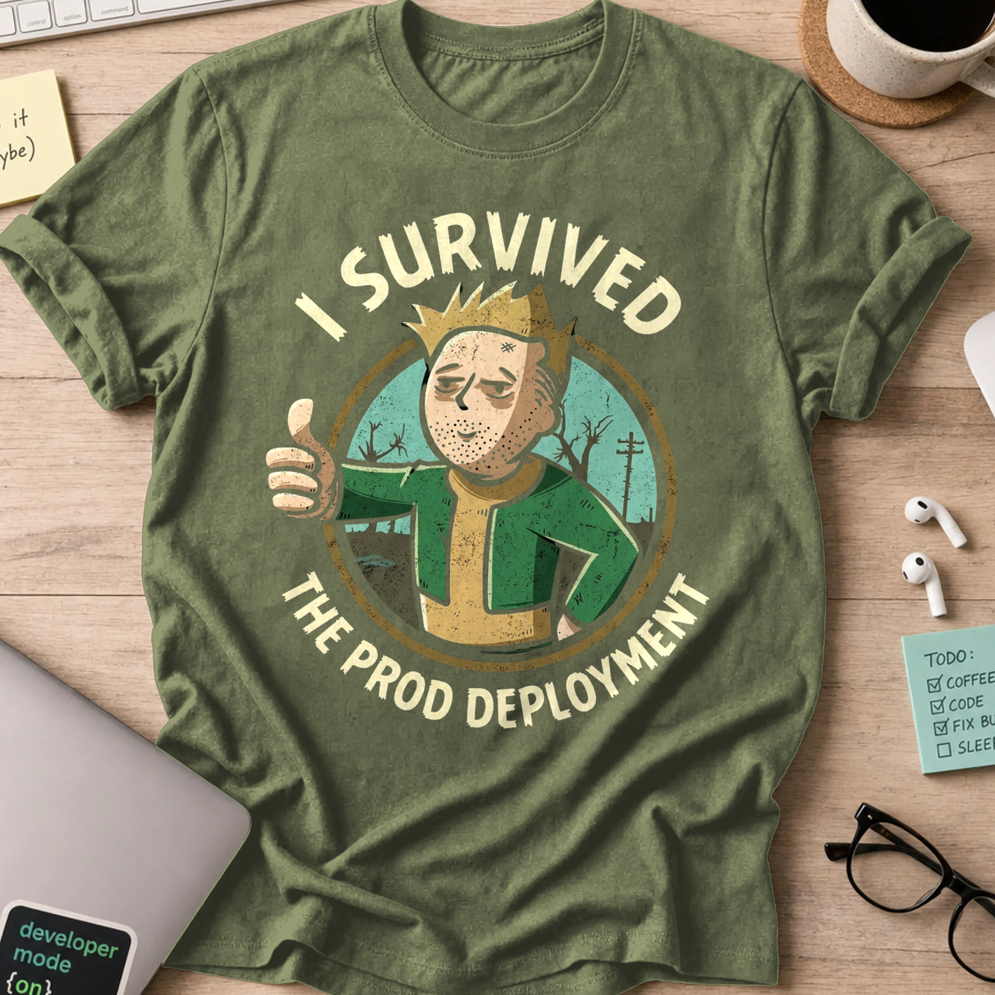 I Survived The Prod Deployment Shirt - Military Green