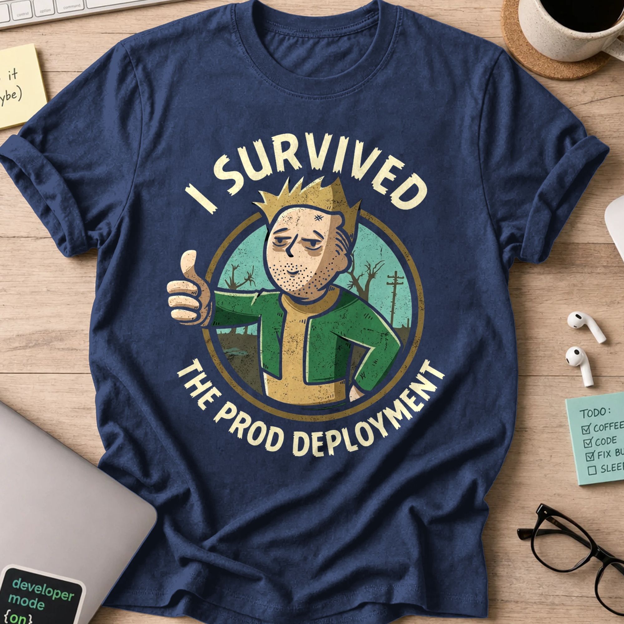 I Survived The Prod Deployment Shirt - Navy