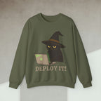 Code Culture deploy it cat sweatshirt funny programmer Sweatshirt in S — Code Culture developer clothing