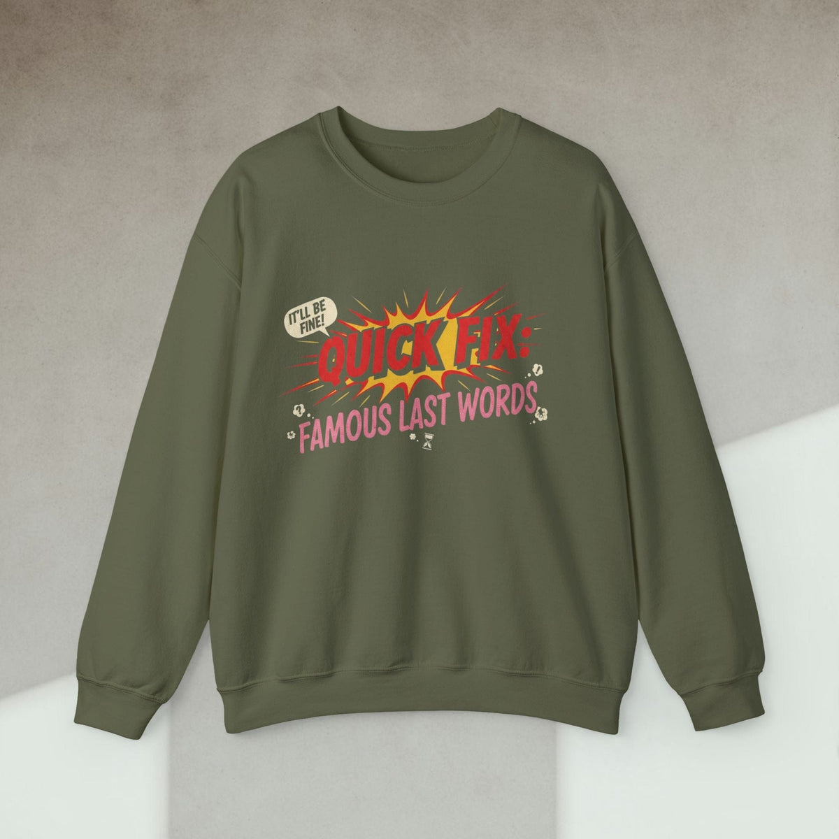 Code Culture quick fix famous last words sweatshirt funny programmer Sweatshirt in S — Code Culture developer clothing