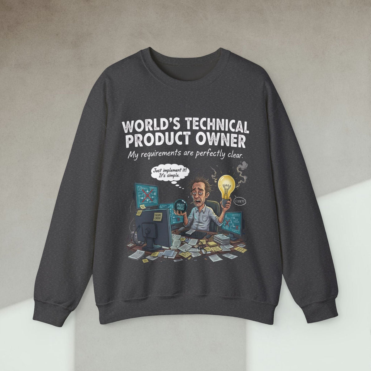 Code Culture world's technical product owner sweatshirt funny programmer Sweatshirt in S — Code Culture developer clothing