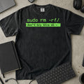 sudo rm -rf Don't Try This at Home Shirt in Black, Comfort Colors 1717 tee flat lay