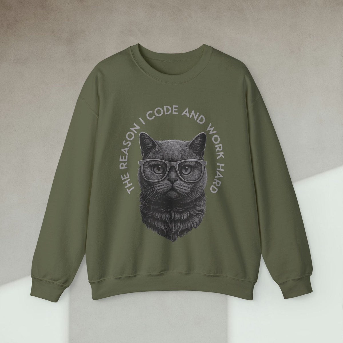 Code Culture the reason i code cat sweatshirt funny programmer Sweatshirt in S — Code Culture developer clothing