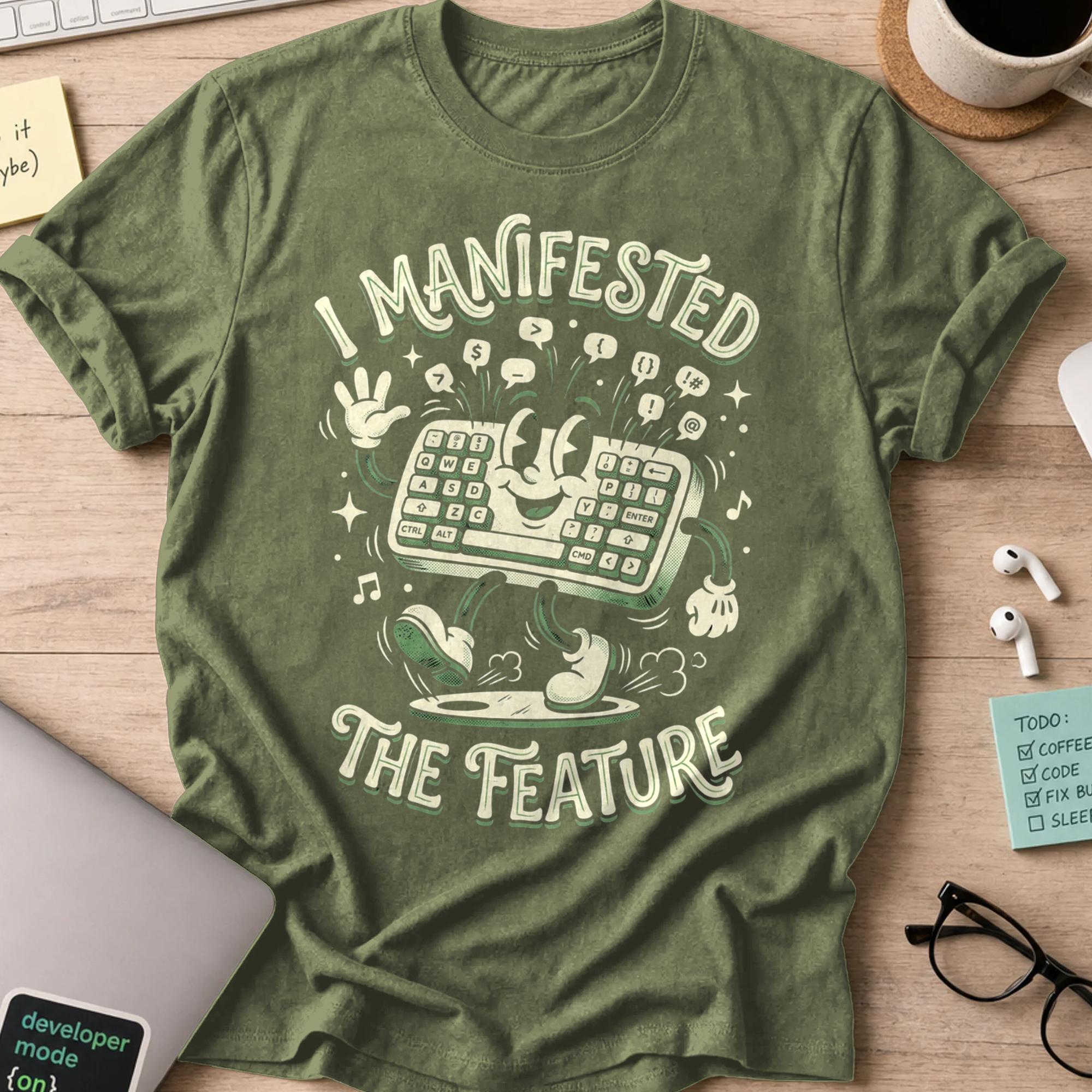 I Manifested The Feature Shirt — Military Green