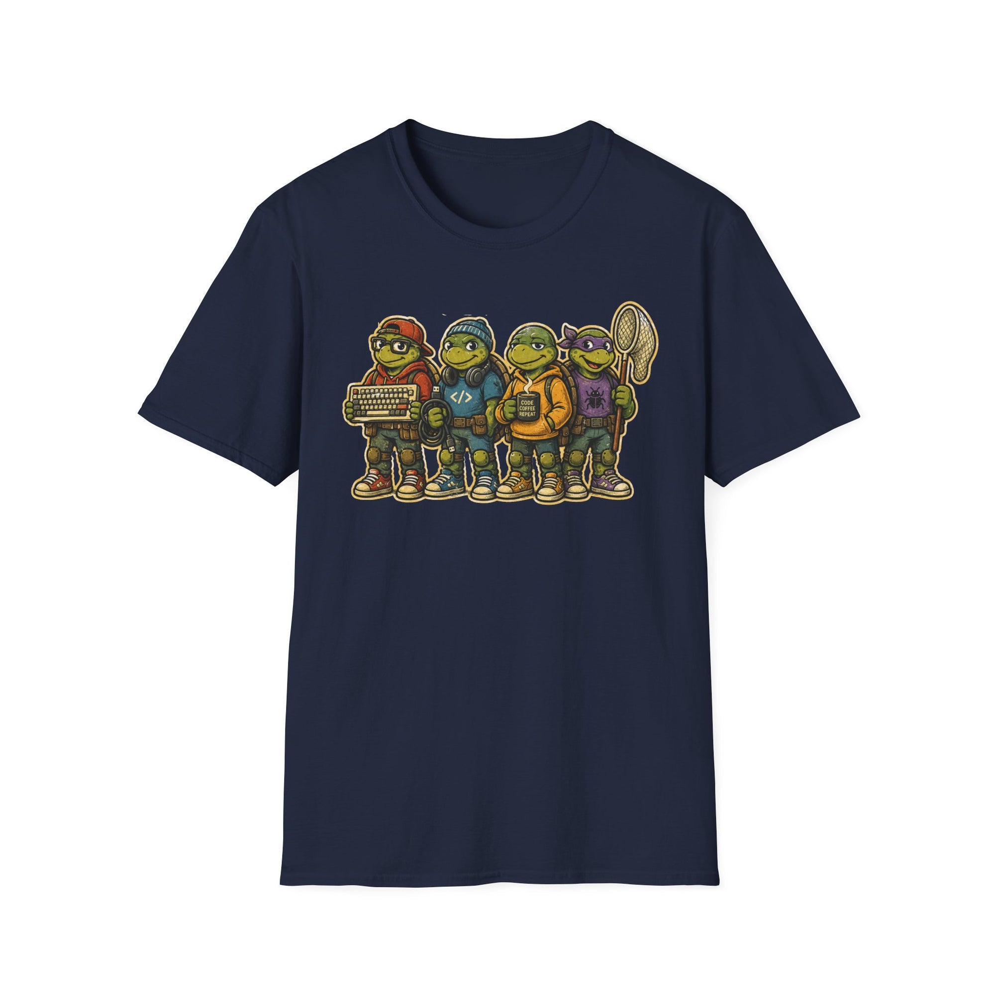 Coding Turtles Retro Illustration Shirt