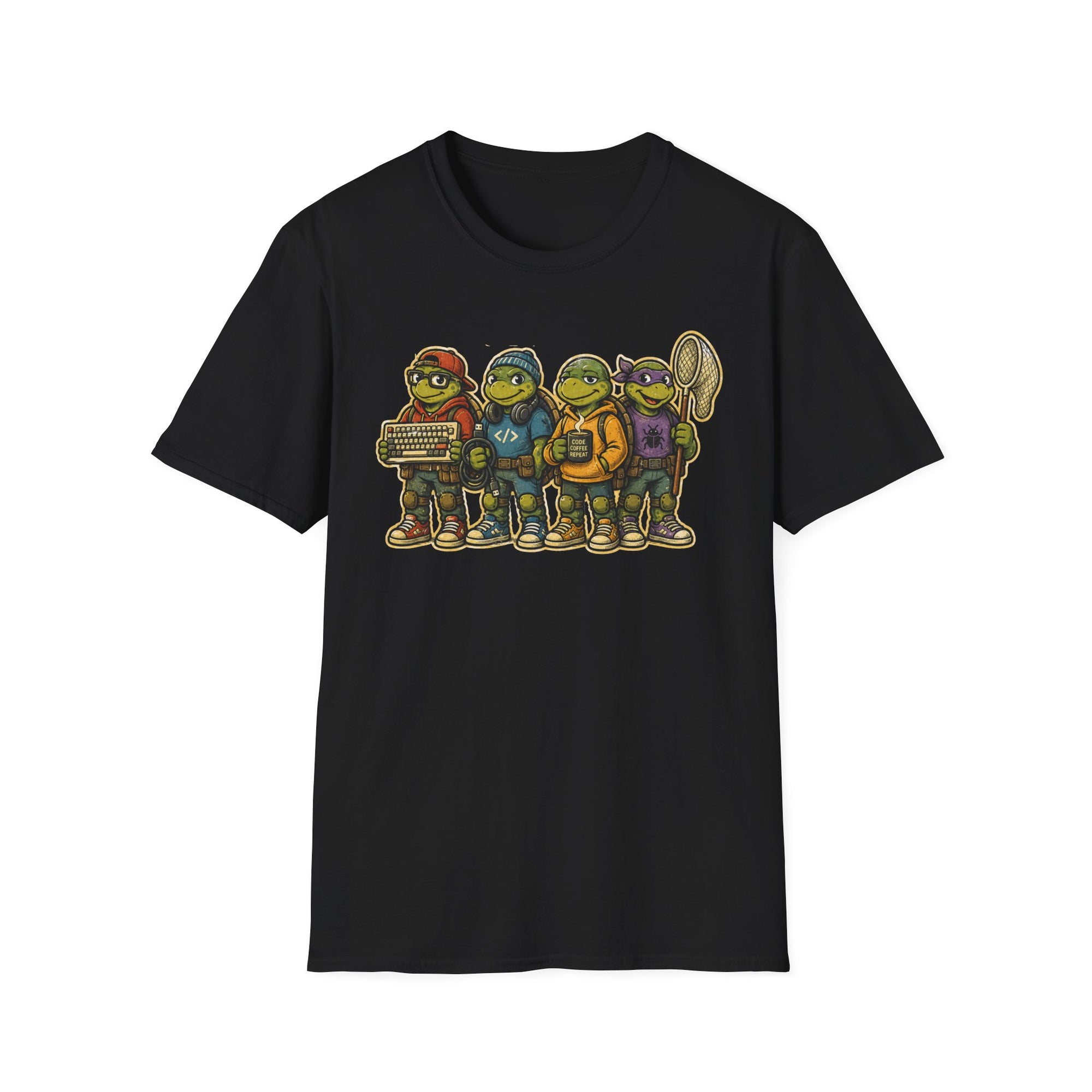 Coding Turtles Retro Illustration Shirt