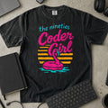 The Nineties Coder Girl Shirt in Black, Comfort Colors 1717 tee flat lay